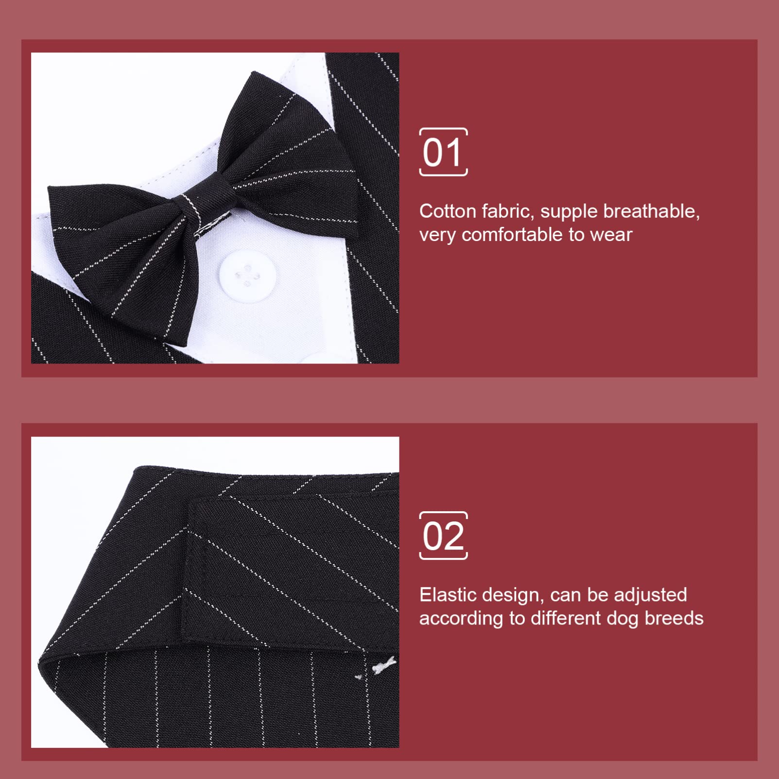 POPETPOP 3pièces Collier Bandana pour Chien Écharpe Décorative Rayé Accessoire Pratique pour Mariages Et Événements Confort Et Style pour Animaux De Compagnie