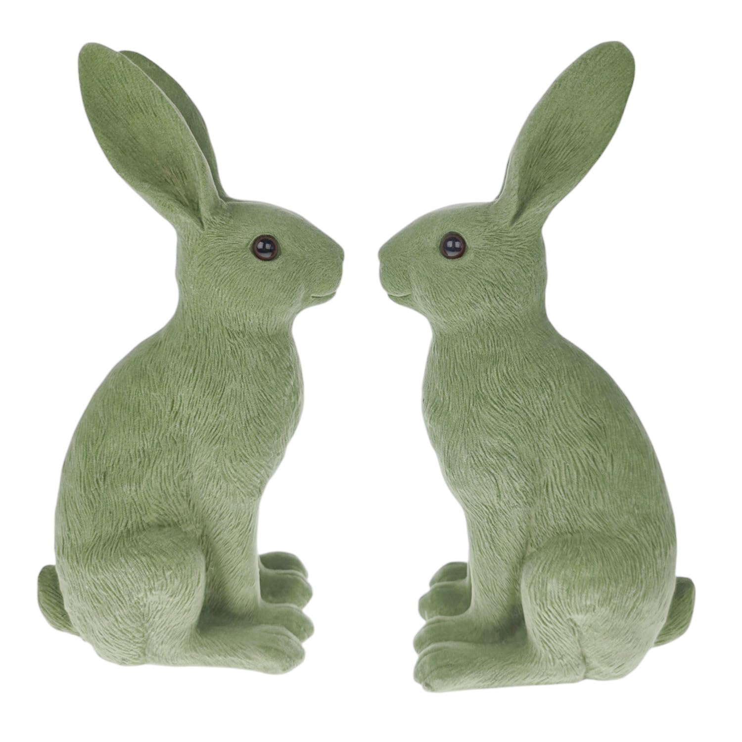 MACOSA AM14357_x2 Osterhasen 2er Set Grün Polyresin 26 cm Dekohase Hase Skulptur Oster-Deko Osterdekoration Figur Dekohase Dekofigur Ostern Dekoration Tischdeko