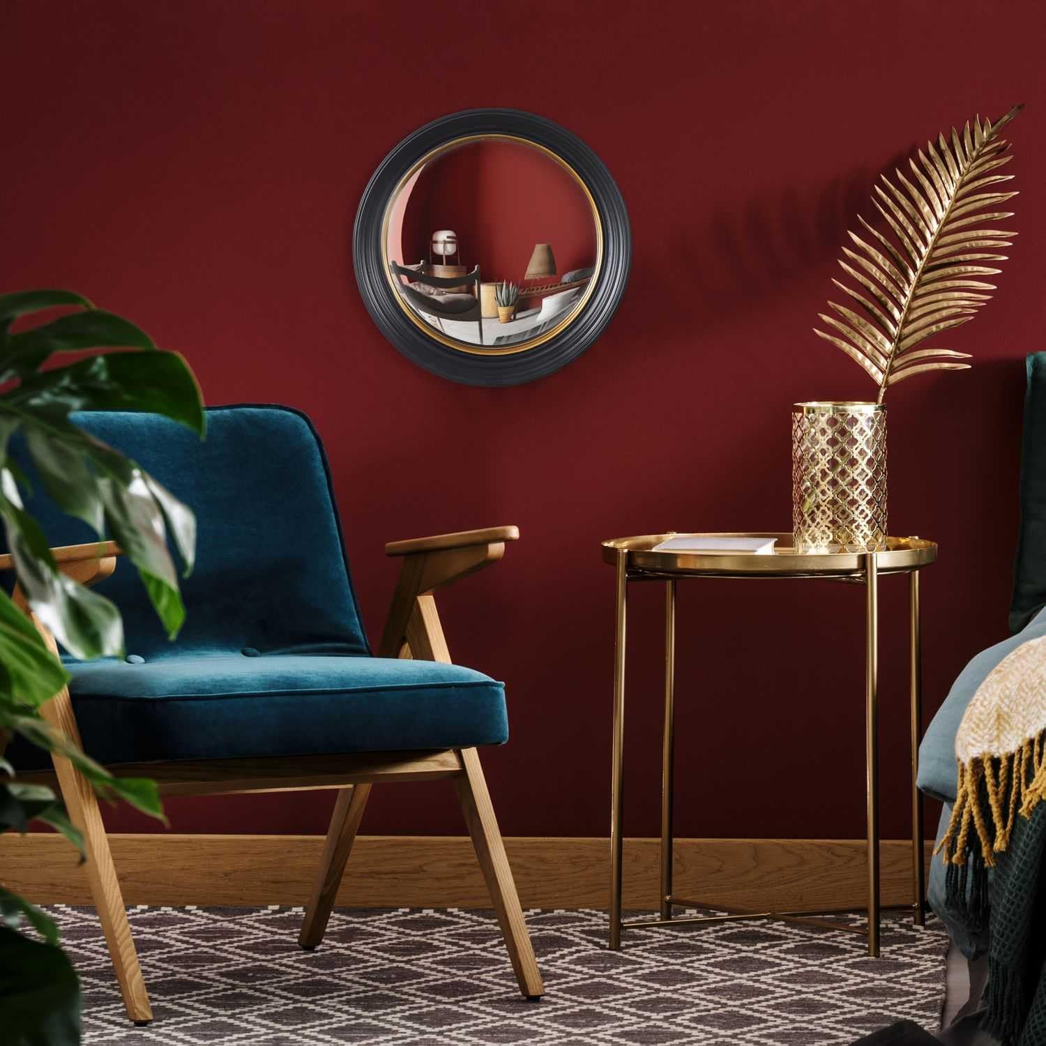 HOME DECO FACTORY, HD0112, Okrągłe wypukłe lustro 405 cm, Elegancka dekoracja ścienna, Efekt powiększenia, Nowoczesny design, Łatwy w montażu, Czarny kontur, Idealny do salonu lub sypialni - Czarny
