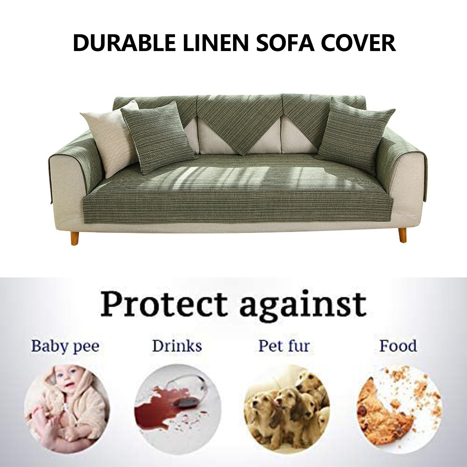 Sofaschutz Katze Hund Decke, Sofa üBerzug L Form Ecksofa 1 2 3 4 Sitzer Sofaschoner Couch üBerwurf Hundedecke Baumwolle und Leinen Sofabezug SofaüBerwurf rutschfest Atmungsaktiv