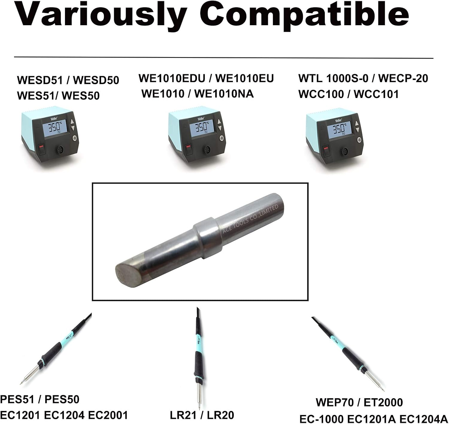 ETDD Bevel Single Flat Soldering Tip 0.181" / 4.6mm for WESD50 WES50 WESD51 WES51 PES50 LR20 PES51 LR21 WE1010NA (WE1010EU WE1010EDU) WE1010 WECP ACE Brand Solder Iron Handle Tips (20)