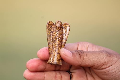 Miniatura 3 de Jet Mirian - Figura de ángel con piedras preciosas de 2.0in, diseño de ángel guardián de bolsillo para estatua de cristal curativo Reiki