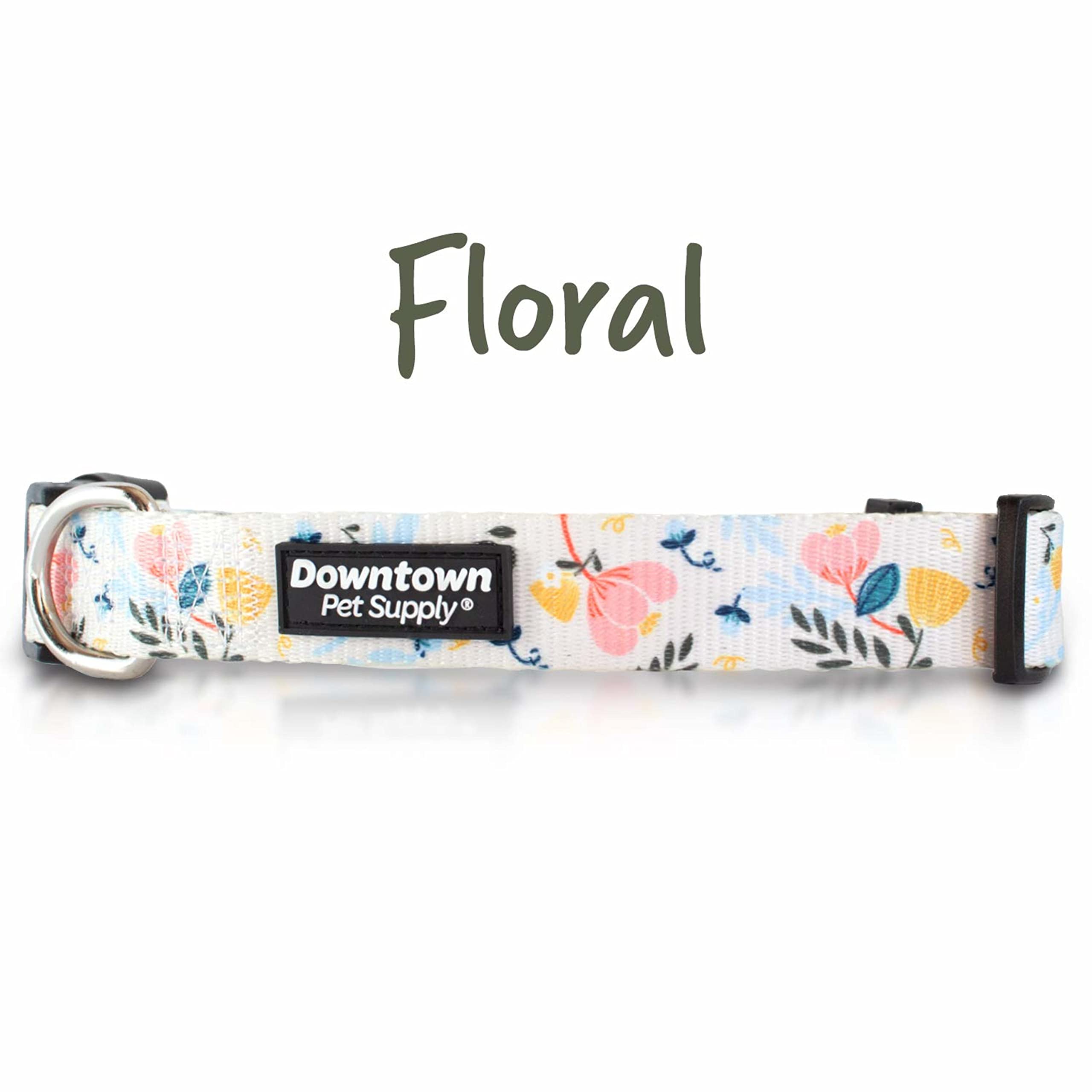 Downtown Pet Supply Niedliches und schickes gedrucktes Muster, weiches Hunde- und Welpenhalsband für kleine, mittelgroße und große Hunde (floral, klein)