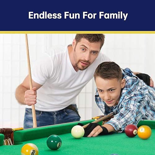 Miniatura 2 de JOPHUN Mesa de billar plegable de 48 pulgadas, mini mesa de billar compacta con 2 palos de taco, 16 bolas, triángulo, tiza, cepillo, perfecta para