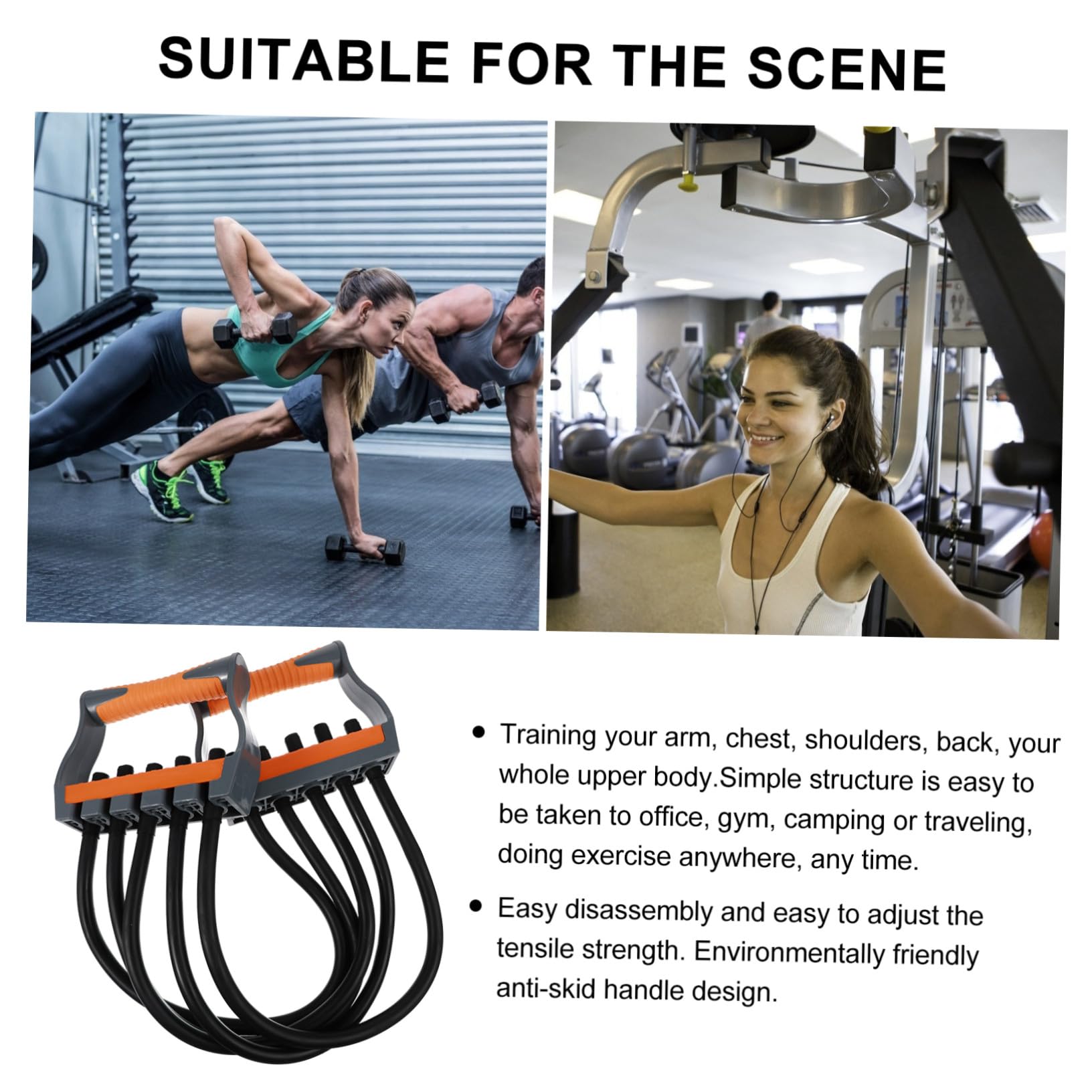 ABOOFAN Brust Expander mit Verstellbaren Widerstandsbändern Ergonomische Griffe Leichtes Fitnessgerät für Muskelaufbau Zuhause Multifunktionales Trainingsgerät für Kraft und Dehnung