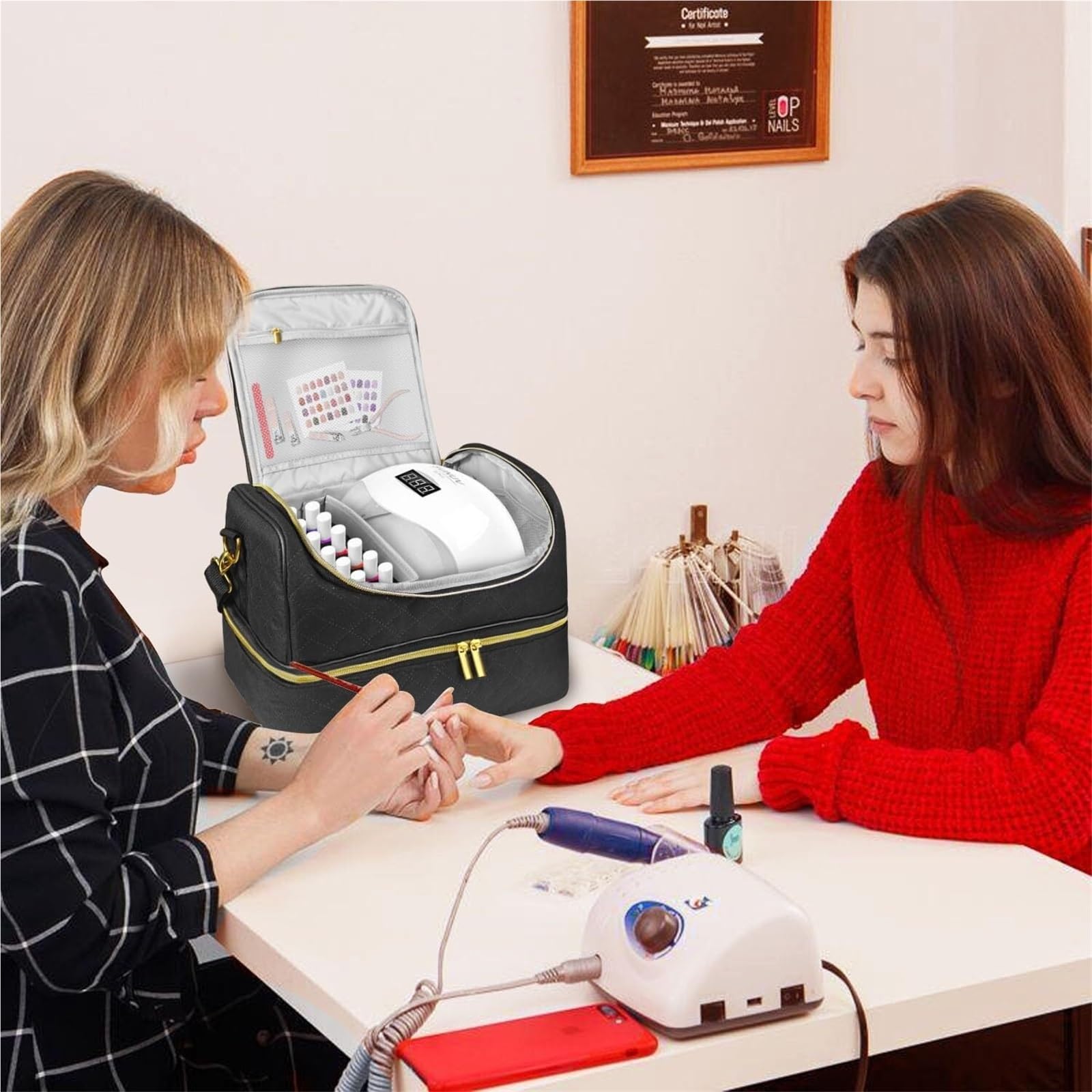 Lakiery Paznokci Dwuwarstwowy Organizer Do Przechowywania Lakierów Paznokci Z Przegródkami Manicure Organizer Zaopatrzenie