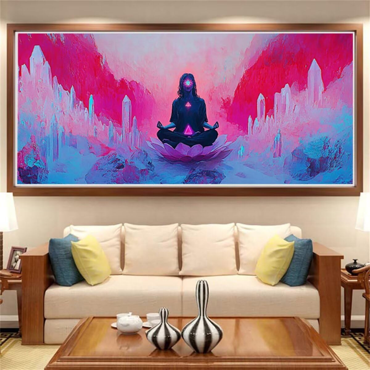 Malen Nach Zahlen Erwachsene Abstrakt, KunstMalen Nach Zahlen Kinder, DIY Paint by Numbers Leinwand mit Pinseln Und Acrylfarben für Zimmer Deko, Geschenk für Frauen, Ohne Rahmen 60x120 cm W-7556