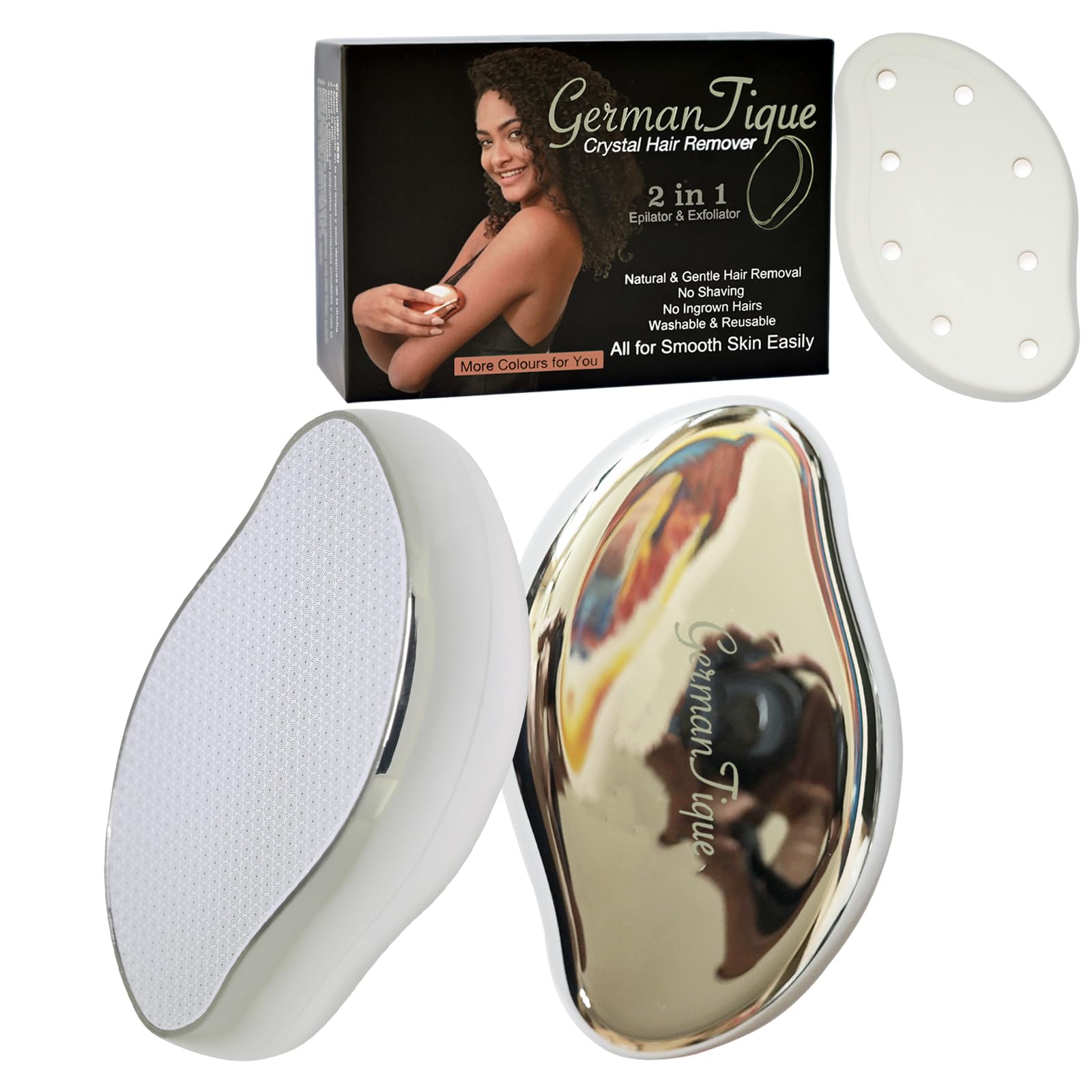 Germantique Crystal Hair Eraser,Natural Crystal Hair Remover,Reusable Painless Nano Glass Hair Removal Device Without Shaver,Gentle Crystal Epilator