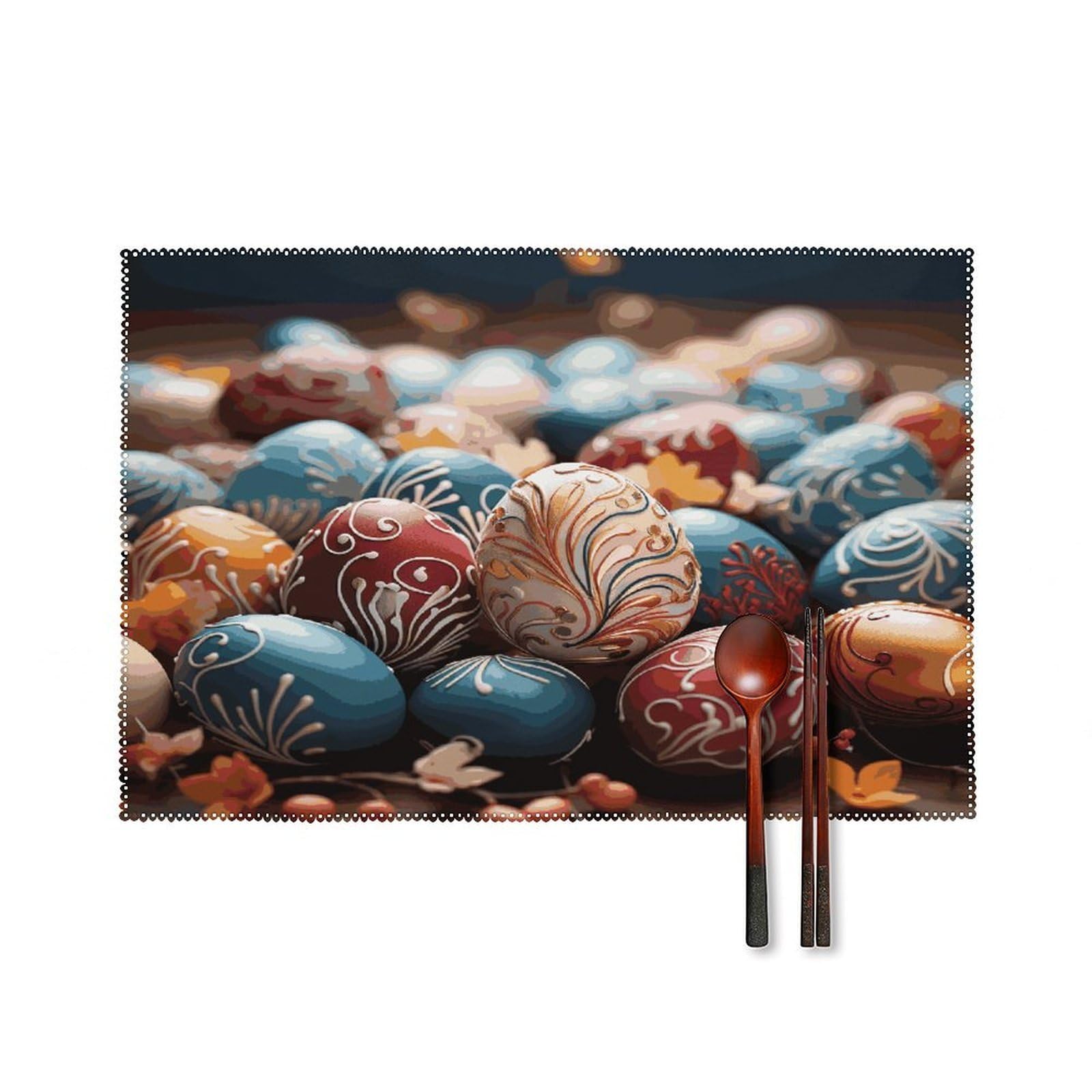 Btcowzrv Style Happy Easter Canvas Placemats Set Of 6, Wipeable Washable Place Mats For Indoor & Outdoor, Table Mat Decor For Kitchen Dining Party