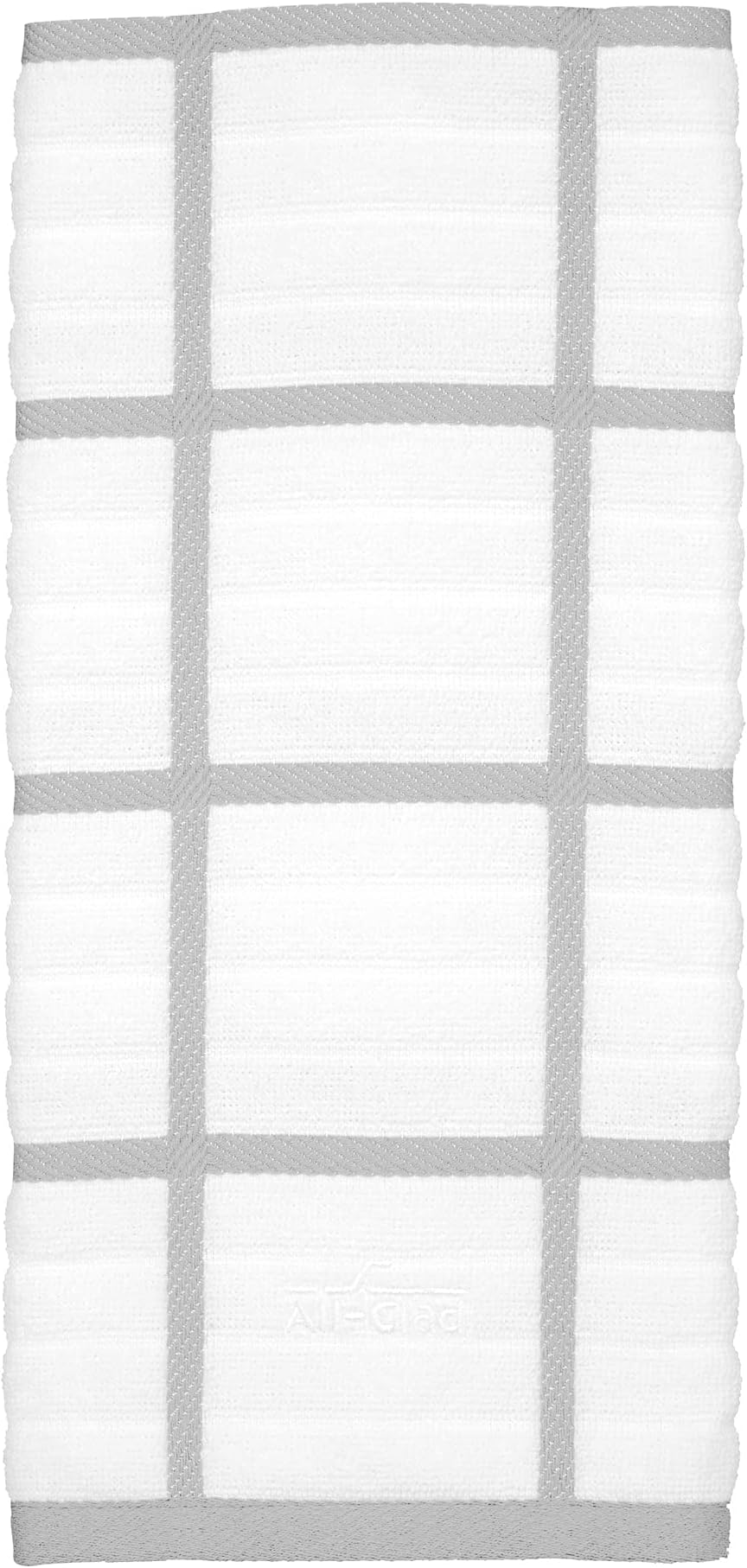 All-Clad Textiles 100-Percent Combed Terry Loop Cotton Kitchen Towel, Oversized, Highly Absorbent and Anti-Microbial, 17-inch by 30-inch, Checked, Titanium
