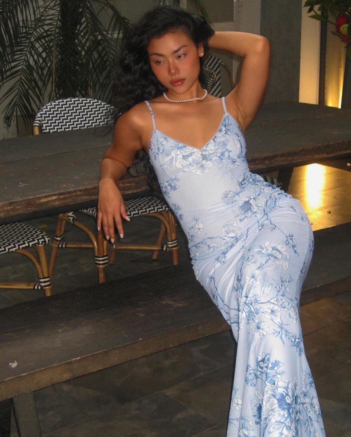 ABINGOO Women Vintage Spaghetti Strap Maxi Dress Sexy Low Cut Backless Floral Satin Slip Long Dress Y2k Cami Bodycon Dresses - Image 5