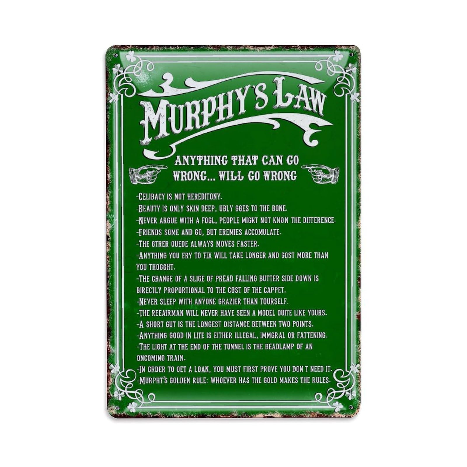 Jdfenggu Vintage Green Metal Sign With White Text And Decorative Borders Retro Metal Tin Sign, Decor Art Poster For Bar, Home, Man Cave, Kitchen, Laundry Room Gift 8X12inch