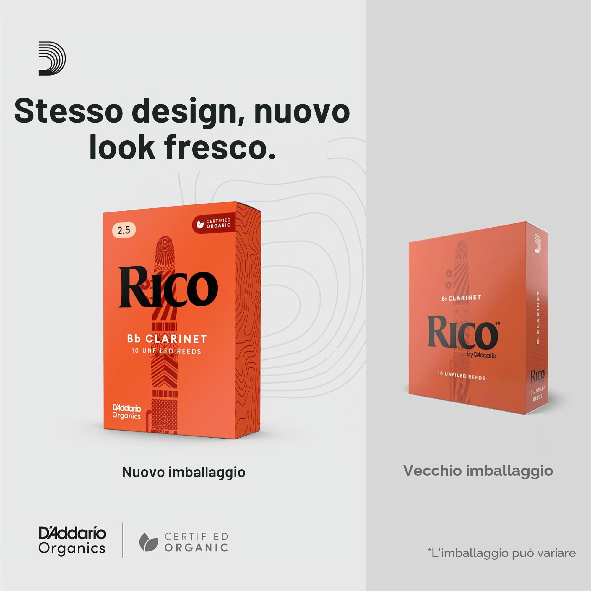Rico Organic Clarinetto Basso Ance Forza 3.0, Confezione da 10