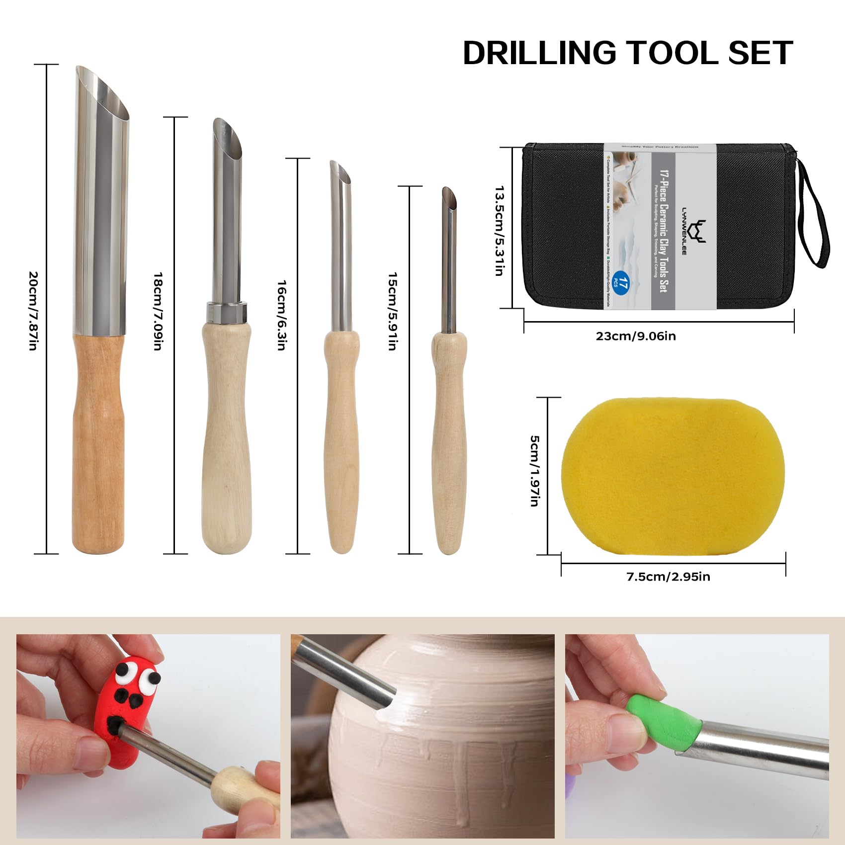 Malloy Ensemble De 15 Outils De Sculpture Sur Poterie Pour Modelage D'argile Sèche à L'Air, Kit D'Outils De Modelage En Argile Polymère Pour Enfants