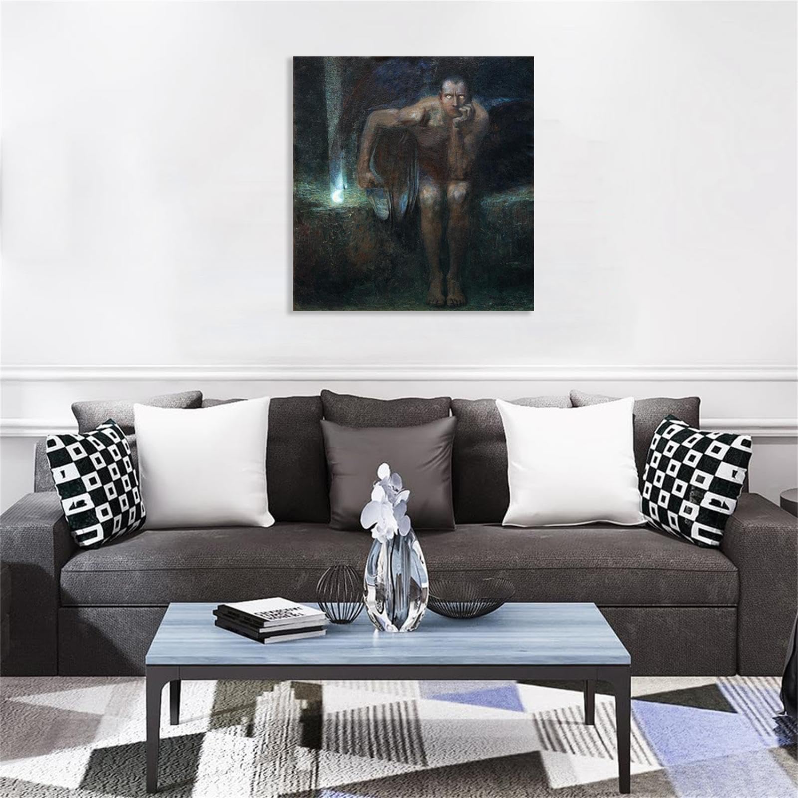Hau3sh3a Lucifero Franz Stuck Posters Stampe Dipinti Famosi Riproduzione su Tela Quadro Astratto su Tela Per Soggiorno Camera da Letto Ufficio60x60cm(24x24in) Senza cornice