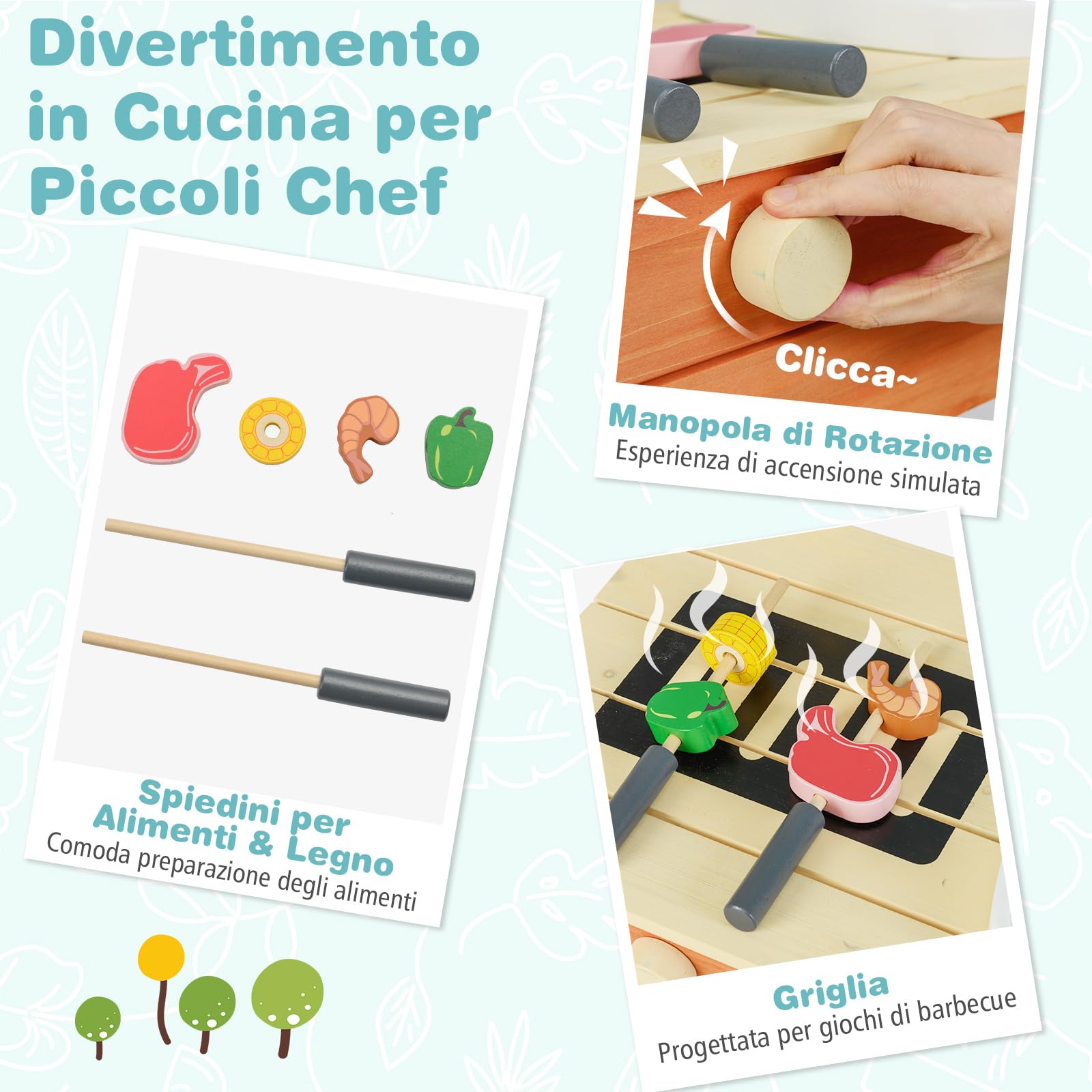 COSTWAY Cucina Giocattolo per Bambini, per Bambini 3-8 Anni