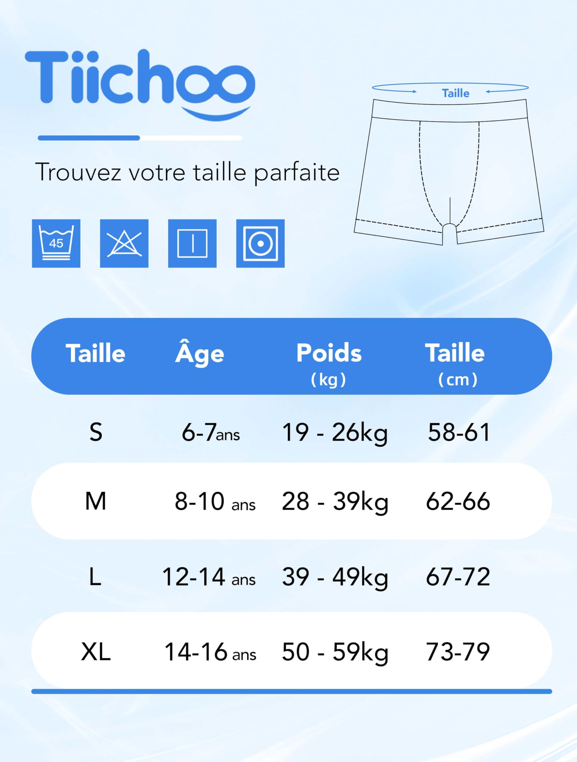 TIICHOO Boxers Incontinence Garçon Coton Culotte Incontinence Diurne Adolescent Lavable Lot de 5