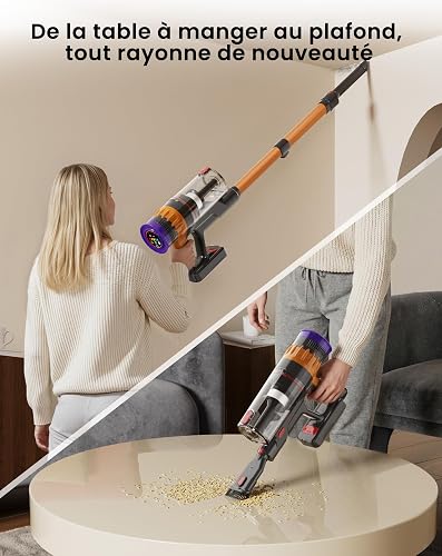 Lefant Aspirateur Balai sans Fil avec Écran LED Intelligent, 42Mins/40KPA - 6