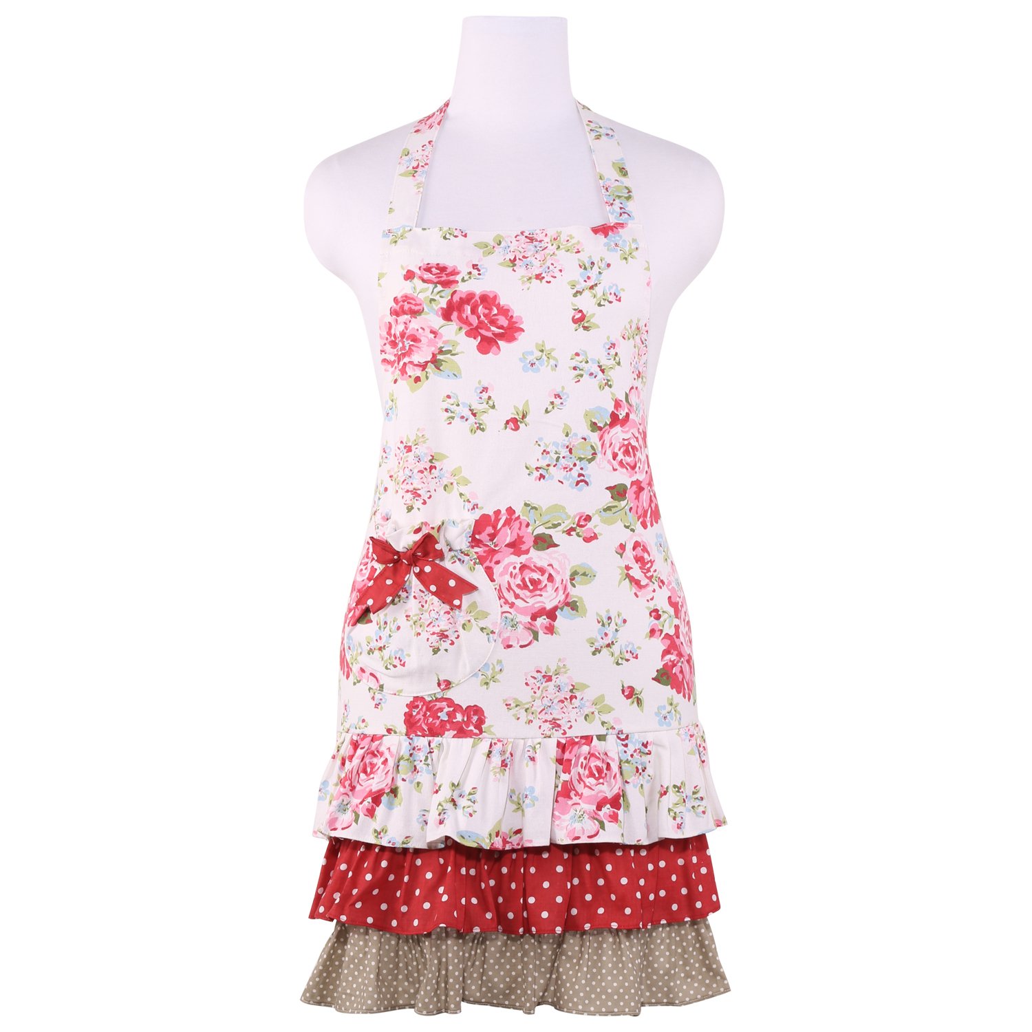 NEOVIVA Kitchen Aprons for Women with Pockets, Floral Cotton Aprons for Women, Cooking Aprons for Women