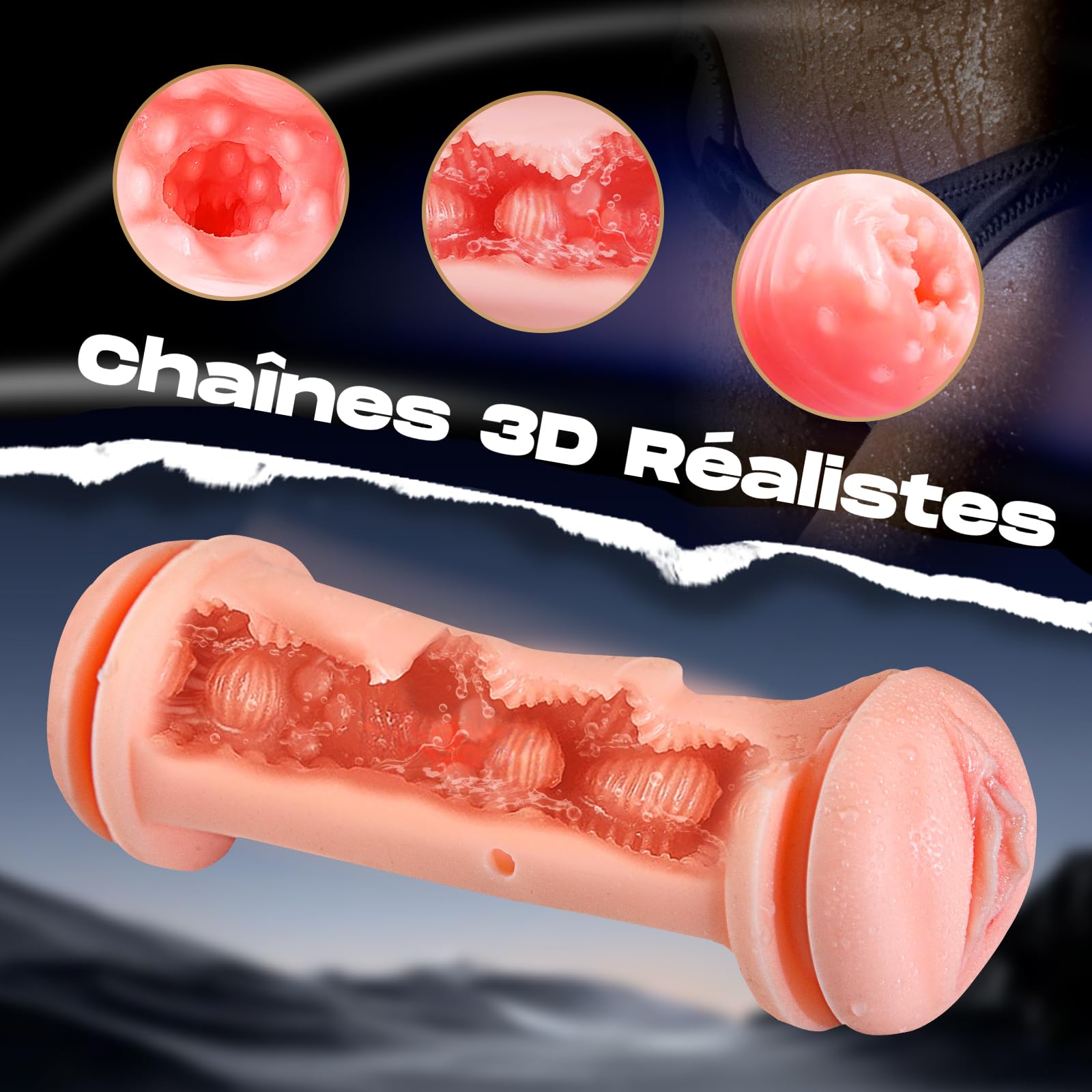 Sex Toýs Homme Masturbateurs Masculins - Sex Toy Masturbâteur Homme Mains Libres avec Vaginette Ultra Réaliste, Masturbateur Sextoy Jouet Adulte avec 9 Modes de Vibration & Double Canal de Vibration