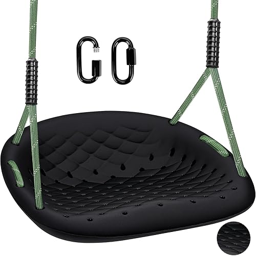 Asiento de columpio resistente, capacidad de 550 libras, asiento de columpio para exteriores para adultos y niños, color negro