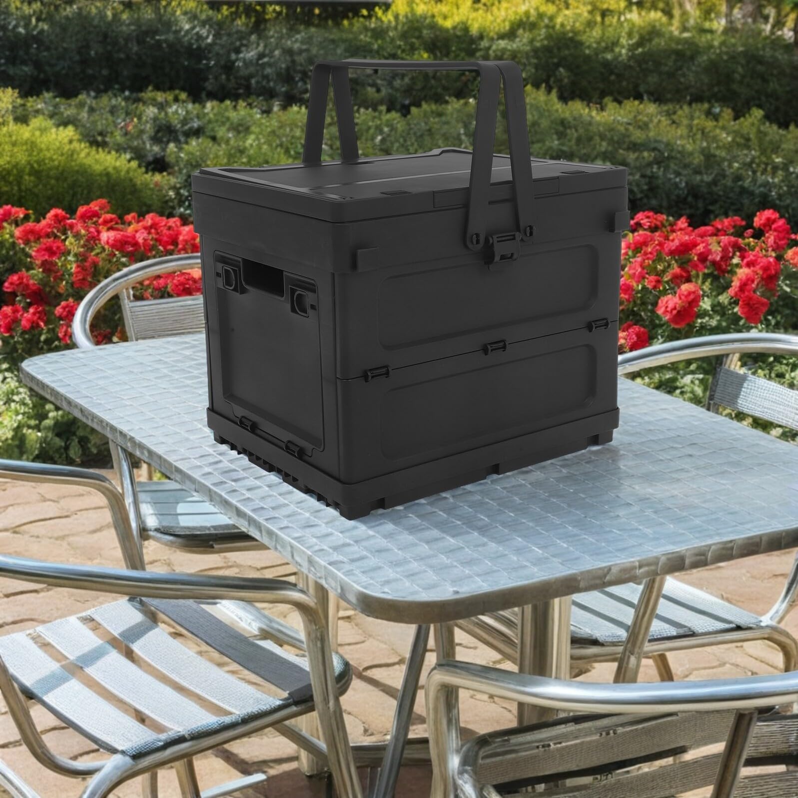 NUOBESTY Organizador Apilable para Maletero de Coche Caja Plegable y Asa, Caja de Almacenamiento Portátil para Camping y Viajes de Pesca