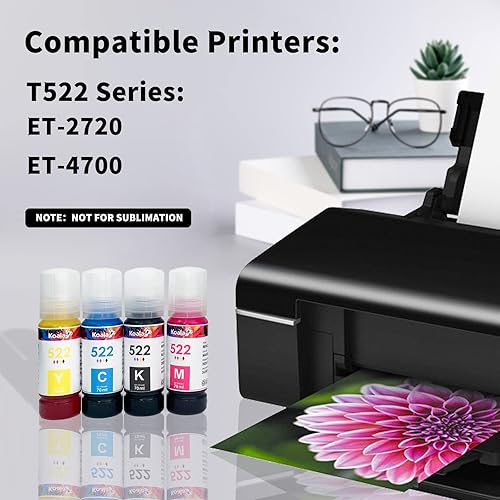 Miniatura 2 de Koala 522 - Botellas de repuesto de tinta compatibles con impresoras Eco-Tank ET-2800 ET-4800 ET-2720 ET-2803 ET-2760 ET-2800 ET-4700 T522, 4