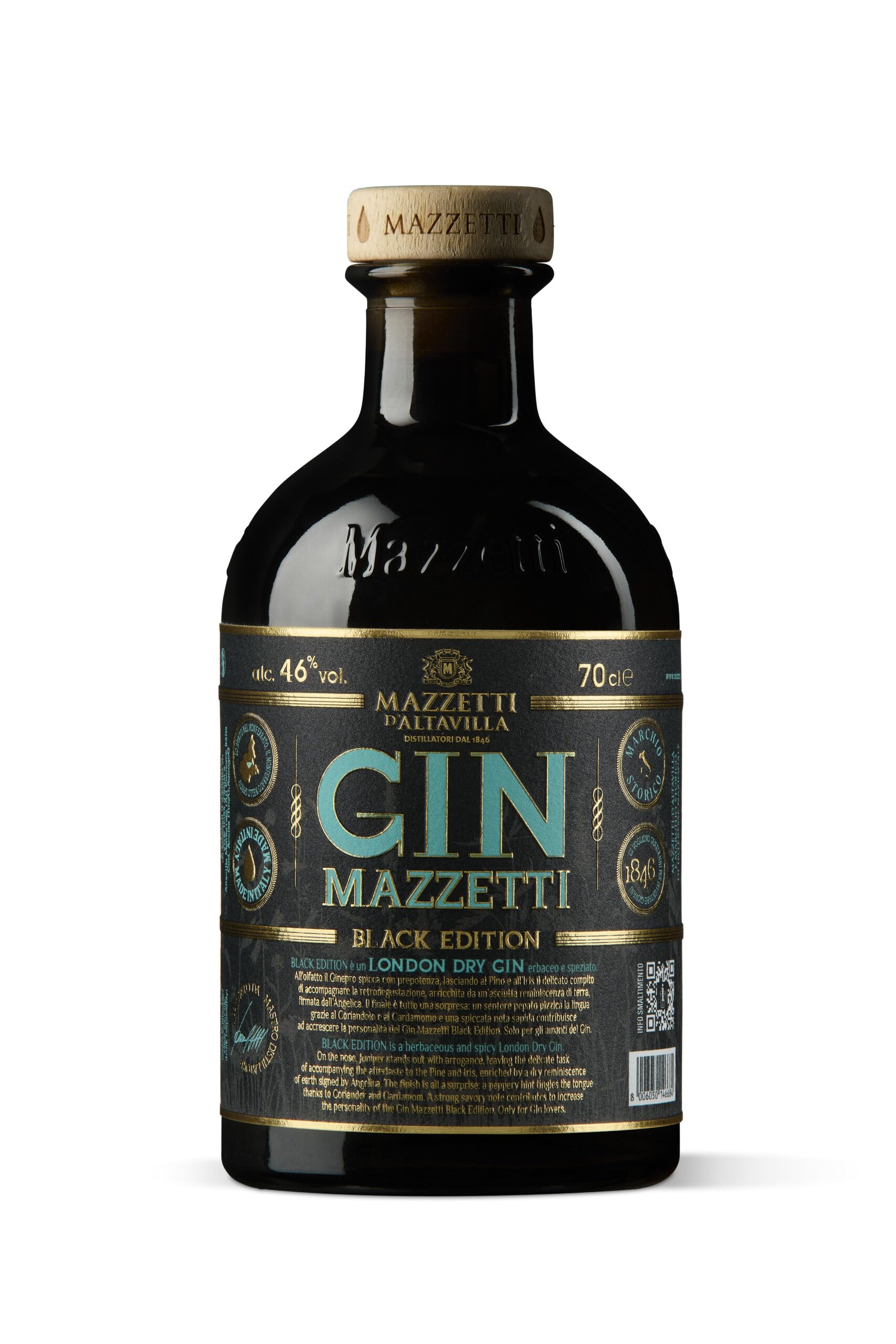 Degustazione GIN Italiano | Confezione da 3 bottiglie da 70 cl l'una: Gin artigianale De Antoni secco ed equilibrato, Mazzetti botanico, Mazzetti Black Edition speziato