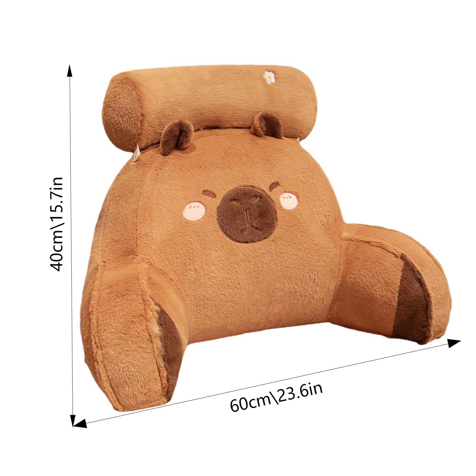 Capybaras Plüschkissen, 60 x 40 cm, PP-Baumwolle, Capybaras, Tier-Plüsch | Lesekissen, niedliches und superweiches Plüschkissen, Nackenstützkissen, Stuhlkissen, abnehmbare Nackenrolle, Sit-Up-Kissen f