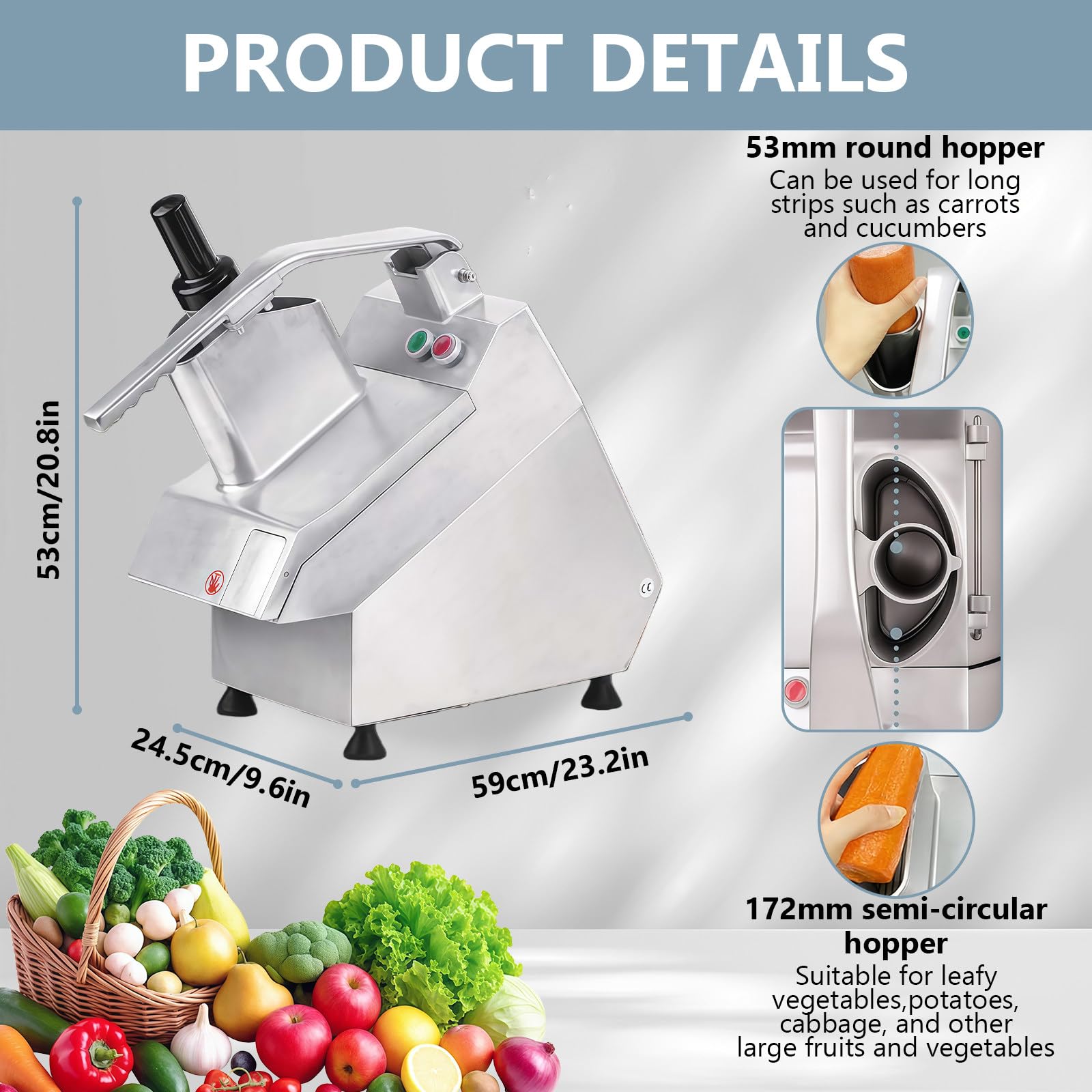 BANGBANGJI Tagliaverdure Automatico Multifunzionale Commerciale, tritaverdure Commerciale da 550 W, Tritatutto per cipolle, con 6 Lame, Adatto per cucine Commerciali