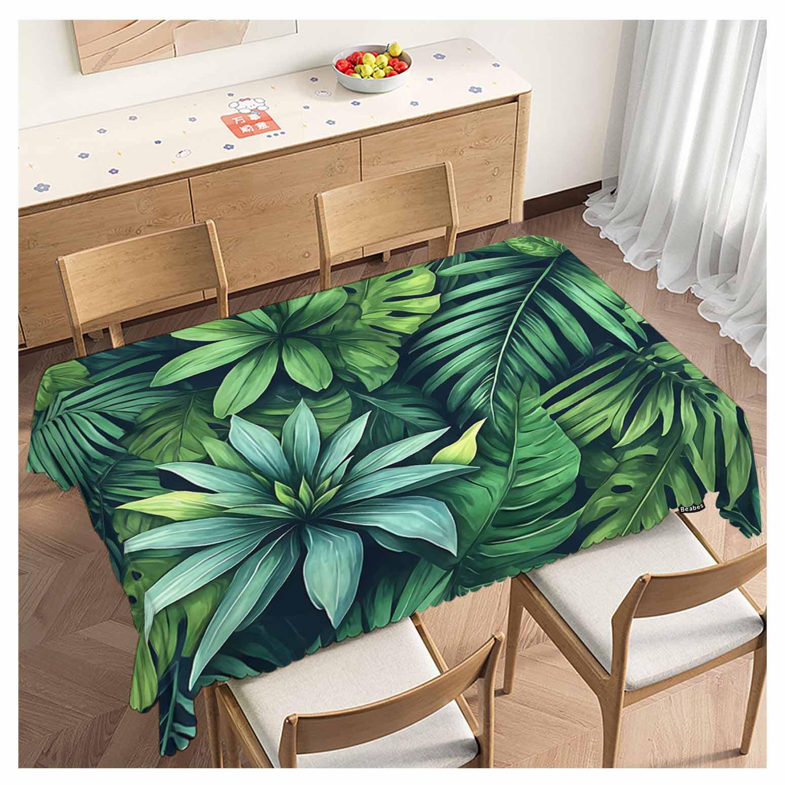 Nappe anti-taches feuilles tropicales 137x183cm imperméable