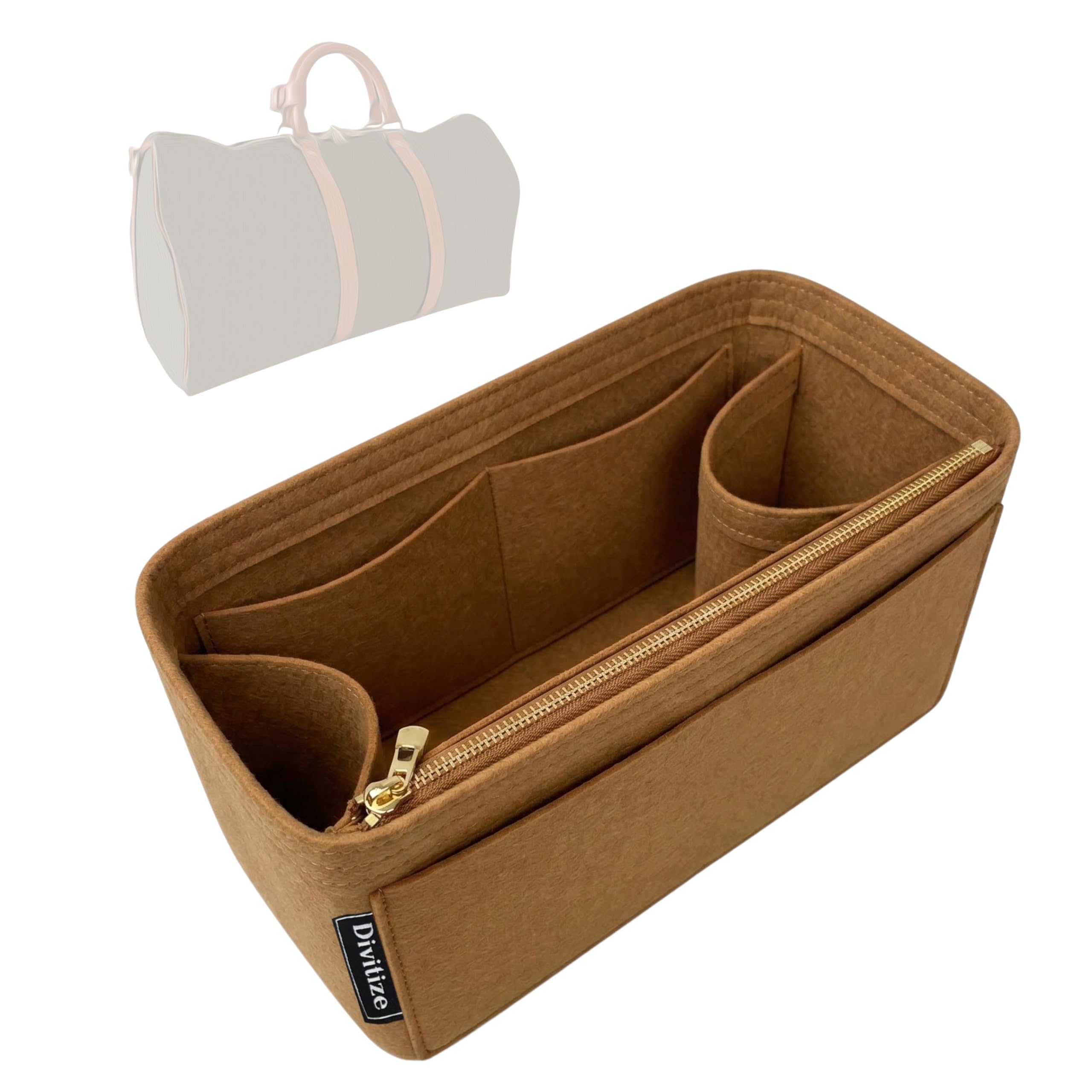 Divitize Premium Organisateur de Sac compatible avec Keepall 25/35/45/50/55/60/City — Feutre Doux, Fond Renforcé, Couverture Totale, +24 Couleurs (Sienna, for Keepall 60)