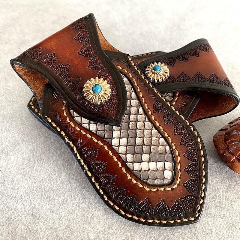 1PC Knife Sheath for Belt Loop, Cowhide Leather Protective Case with Snap Closure Fits for Outdoor Camping, Hiking, Farm