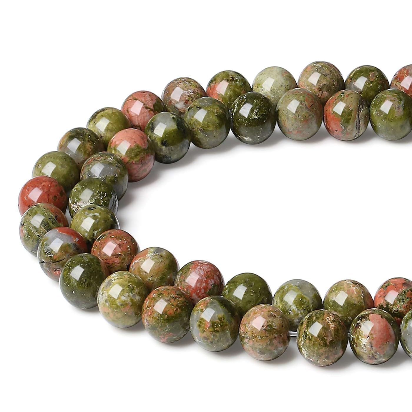 XIANNVXI Unakite Beads for Jewellery Making 8mm Crystal Stone Round Beads for Crafting 47 Pcs, V - Unakite - Image 2