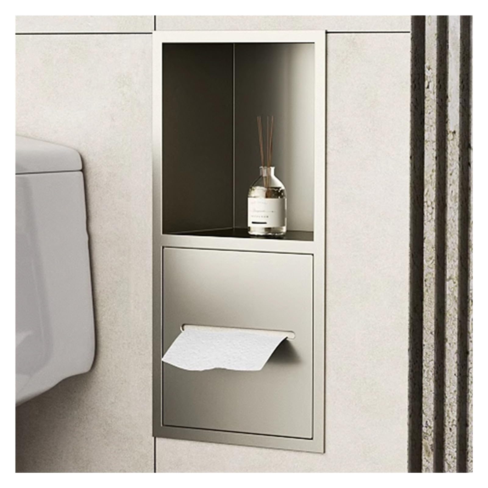 Stainless Steel Shower Niche - Waterproof Recessed Shelf for Bathroom, Kitchen & Bedroom Storage, Organiser for Toiletries, Shampoo & Toilet Paper - Black,Tea Apricot-20x40x12.5CM/7.87x15.74x4.92in