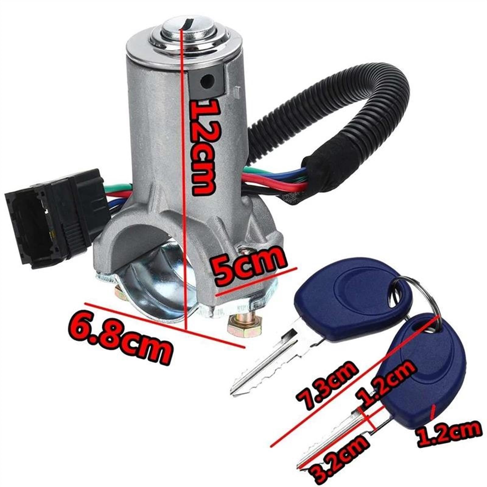WILSEM Interruptor Bloqueo Barril De Encendido Automóvil con 2 Llaves para Iveco para Daily 2006 2007 2008 2009 2010 2011 2012 A2996075 2996076