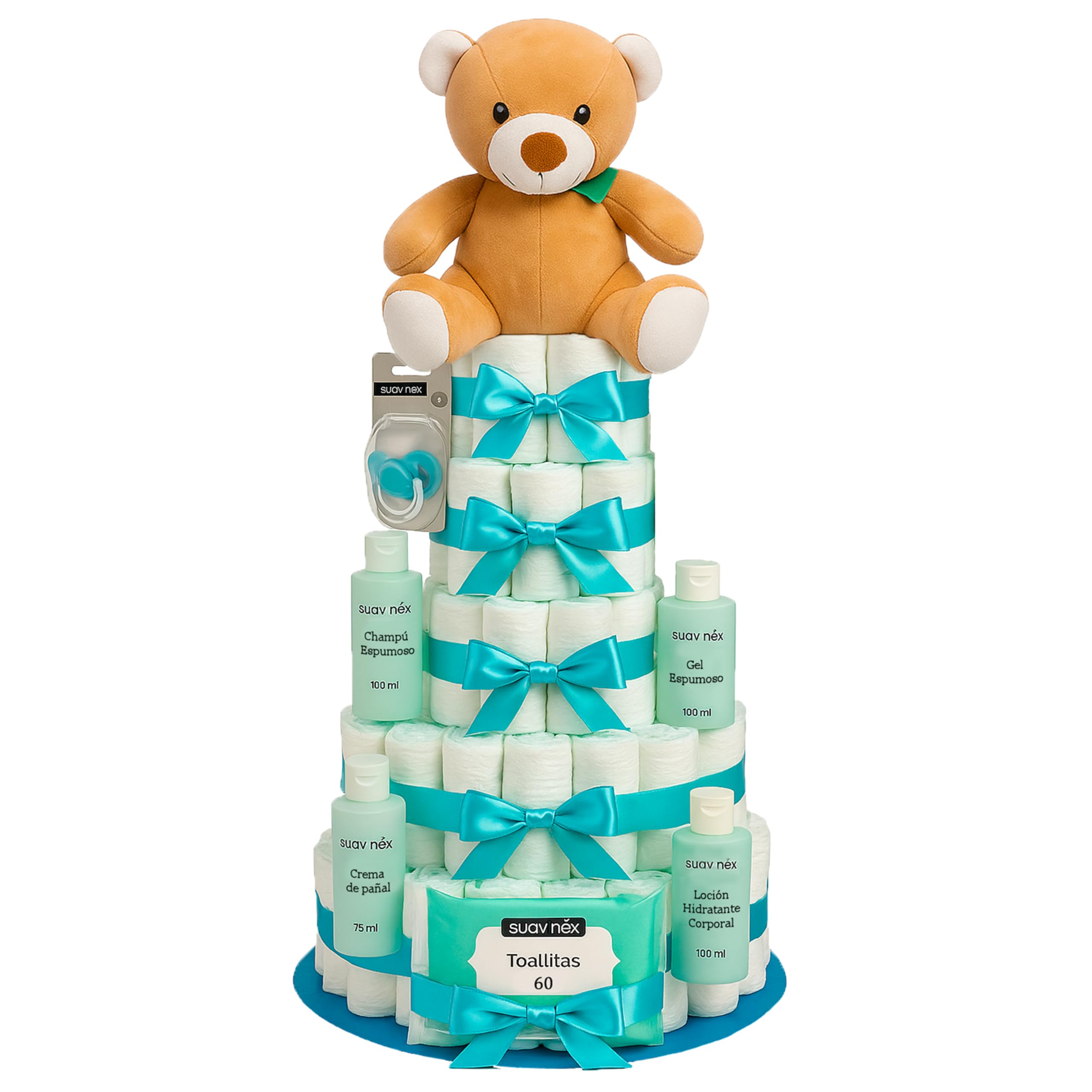 Torta Di Pannolini XXL Neonato Personalizzabile Regalo Baby Shower Battesimo Con Accessori Utili Per Bambino o Bambina 0-3 Mesi Con Giochi Pannolini e Set Prodotti Cura Del Neonato Regalo Nascita