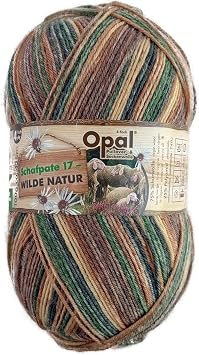 100g Opal Wilde Nature 4ply Sock Yarn, 75% Wool 25% Polyamide Space Dyed Yarns for Knitting & Crocheting, Fluffy Breathable for Socks, Sweater & Hats 11596
