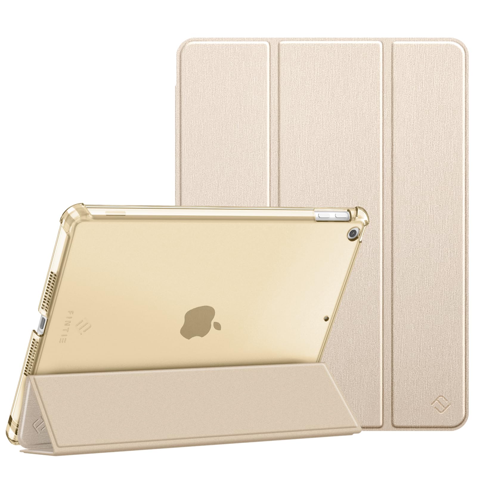 Fintie Hülle für iPad 9./8./7. Generation 10.2 Zoll (Modell 2021/2020/2019) | ultradünne leichte Schutzhülle mit Stifthalter, transparenter Rückseite Case Cover, Auto Schlaf/Wach Funktion, Beige