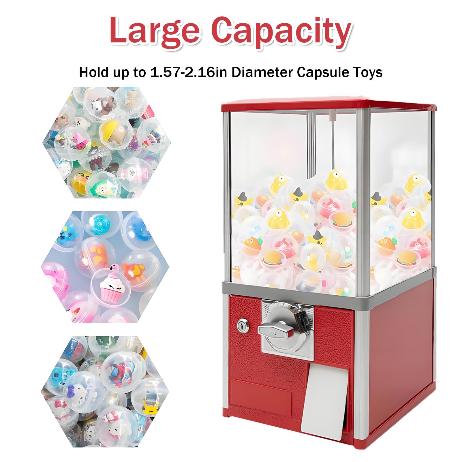 Distributeur Automatique de Bonbons et de Jouets pour Capsules de 4 à 5,5 cm, Distributeur Commercial à pièces, idéal pour Les salles de Jeux et Les magasins de détail Blue