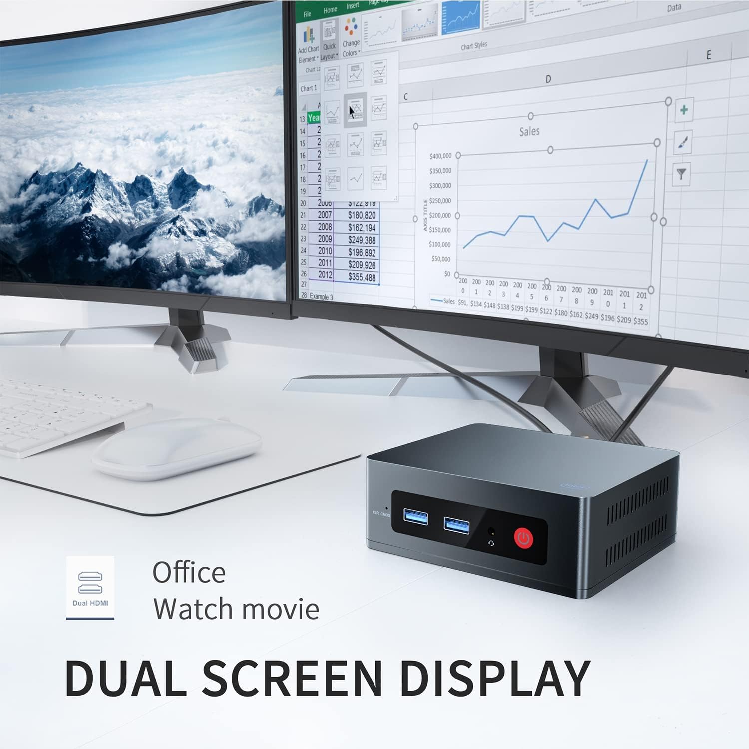 KUYIA Mini PC Windows 10 Pro Intel Celeron J4205 8GB RAM 256GB SSD Portable Desktop Computer for Remote Learning and Home Office Support Dual 4K HDMI WiFi 5G Bluetooth 4.2 VESA Mount — view 7
