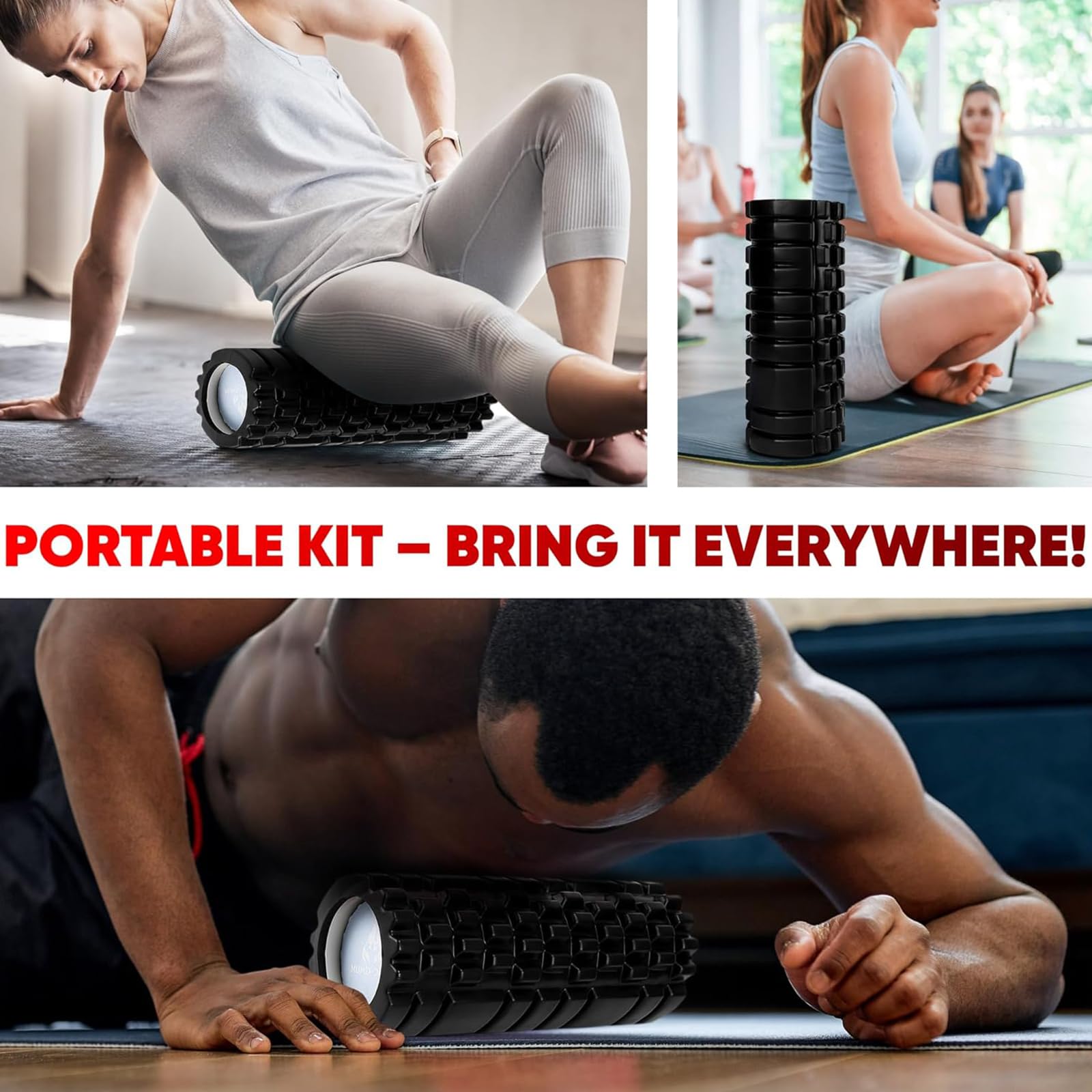 Ensemble De Rouleaux En Mousse, Rouleau De Massage 4 En 1, Colonne De Yoga Solide, Balle De Massage Des Pieds, Rouleau De Massage Portatif Pour La Relaxation Du Dos, Des Pieds Et Des Muscles