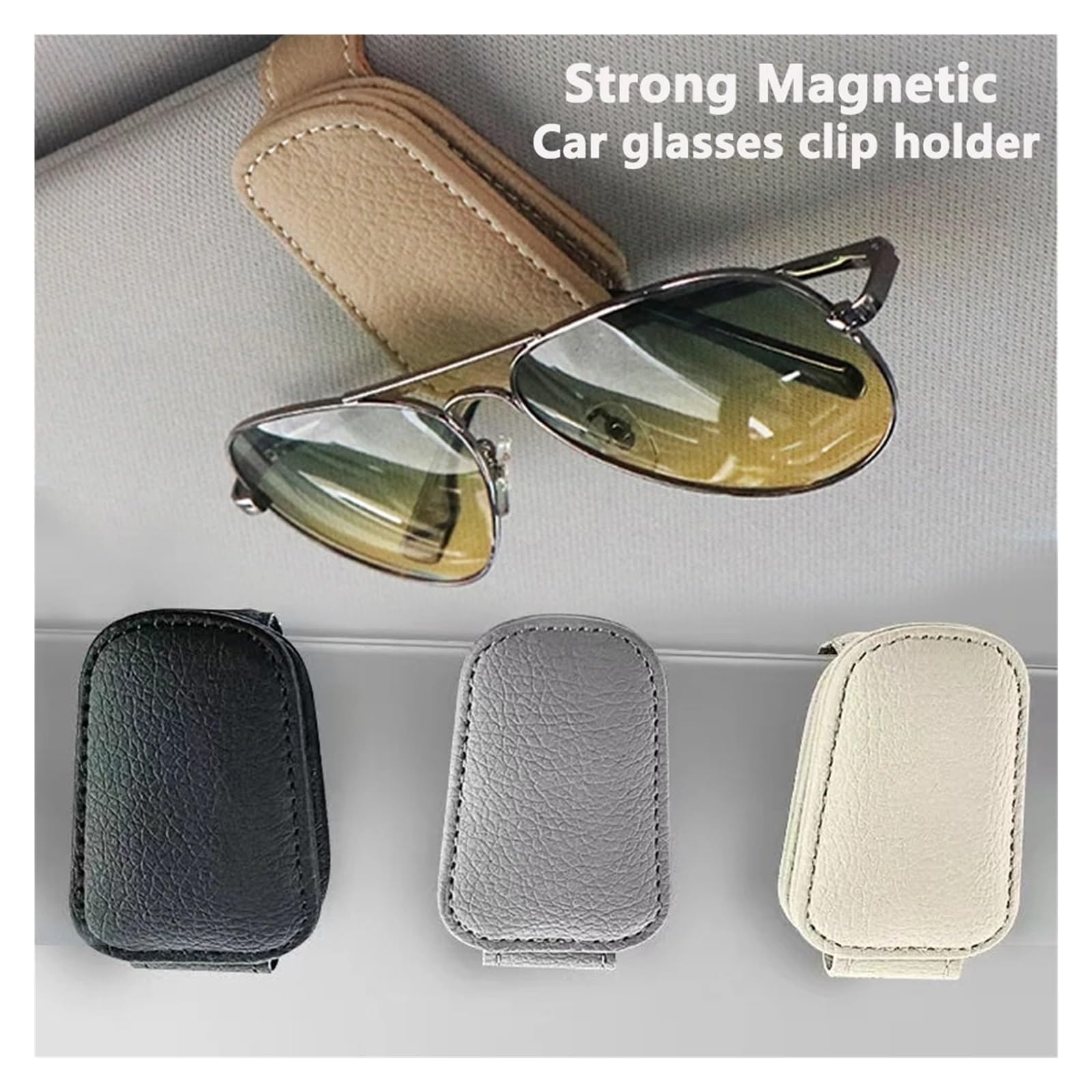 Caja De Gafas para Parasol Soporte para Gafas De Coche Clip Almacenamiento para Sol Accesorios Organizadores para Interior(Gray)