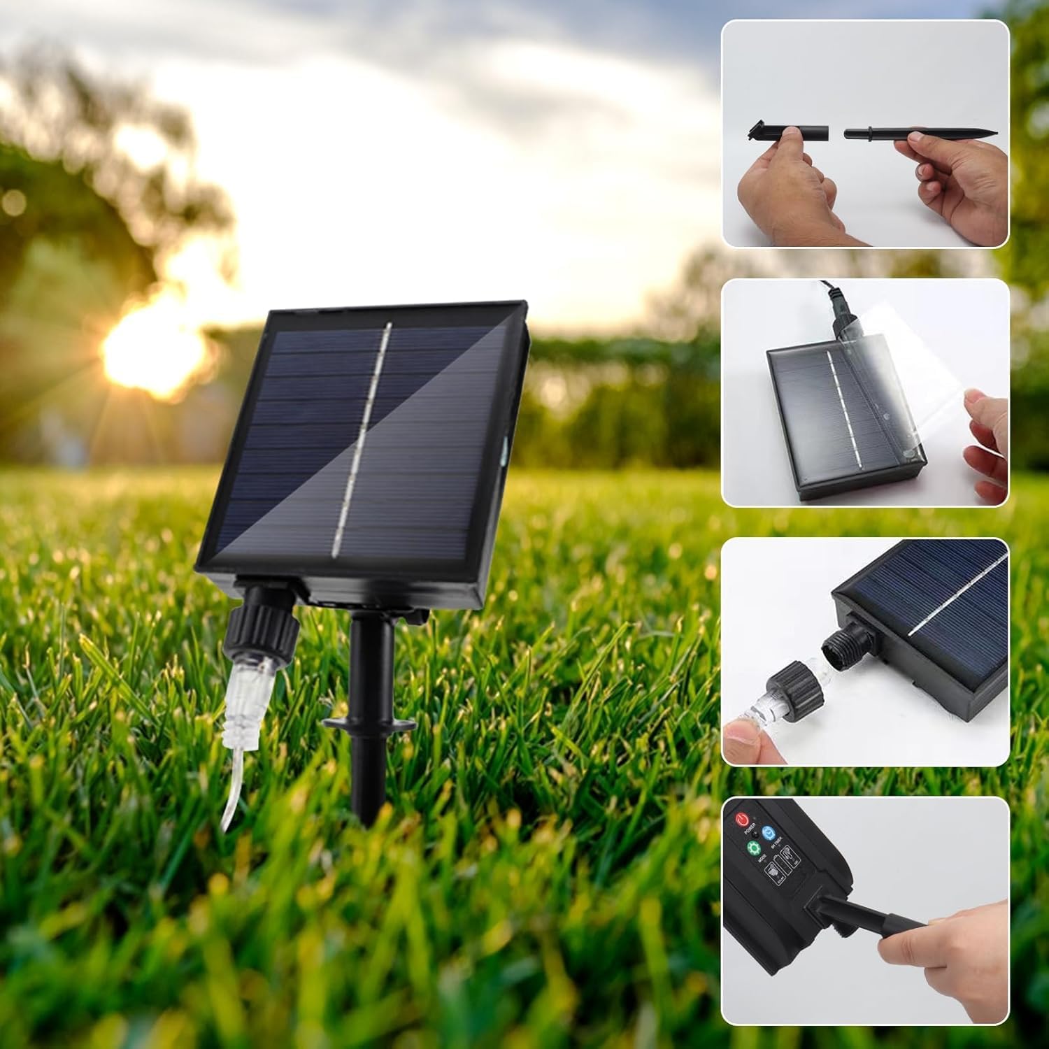 4 Pack Solar Fireworks Lights, 480LED Waterproof Hanging Copper Wire Fireworks String Lights 8 Modes with Remote Control, Garden Party Christmas Wedding Decoration (Warm White)