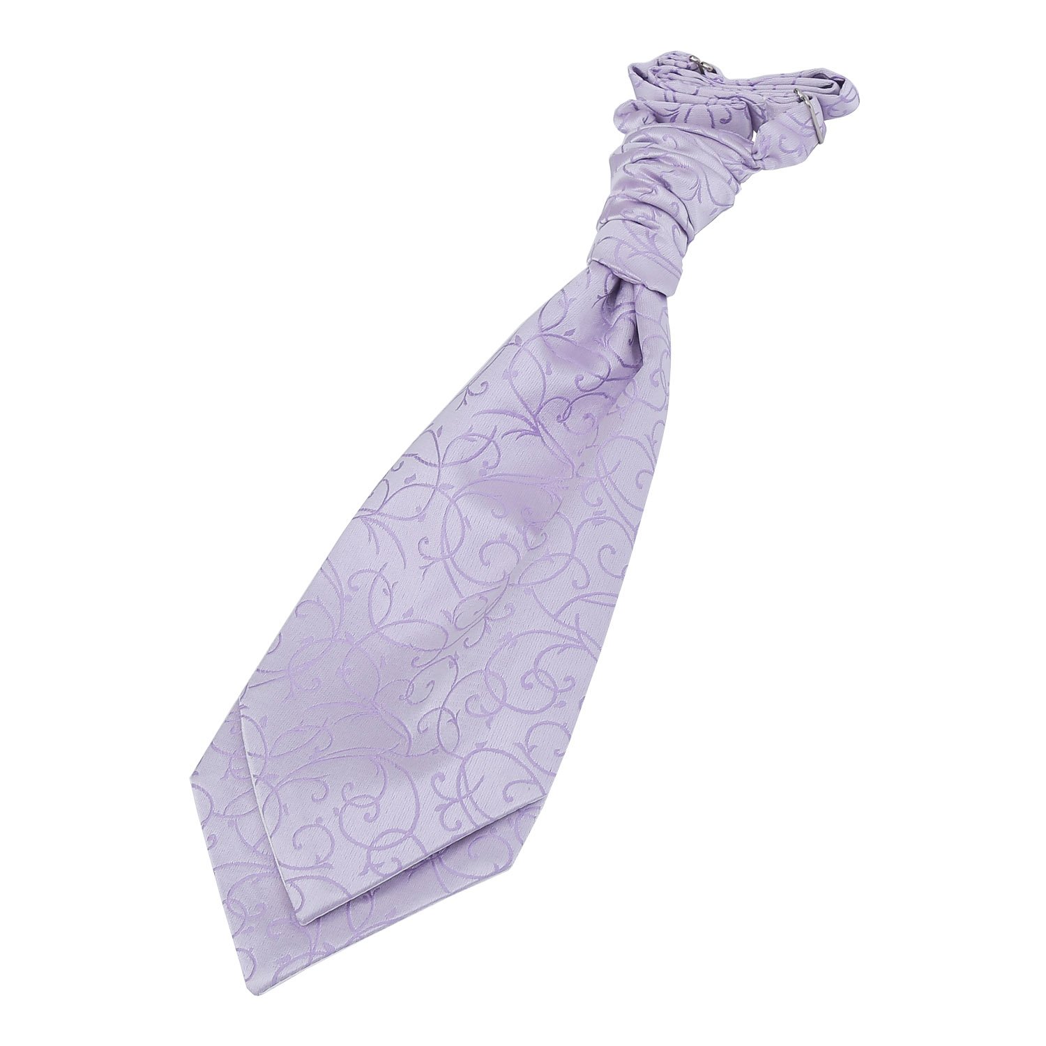 DQT Boys Swirl Floral Pre-Tied Scrunchie Cravat - Wedding Pageboy Formal - Lilac
