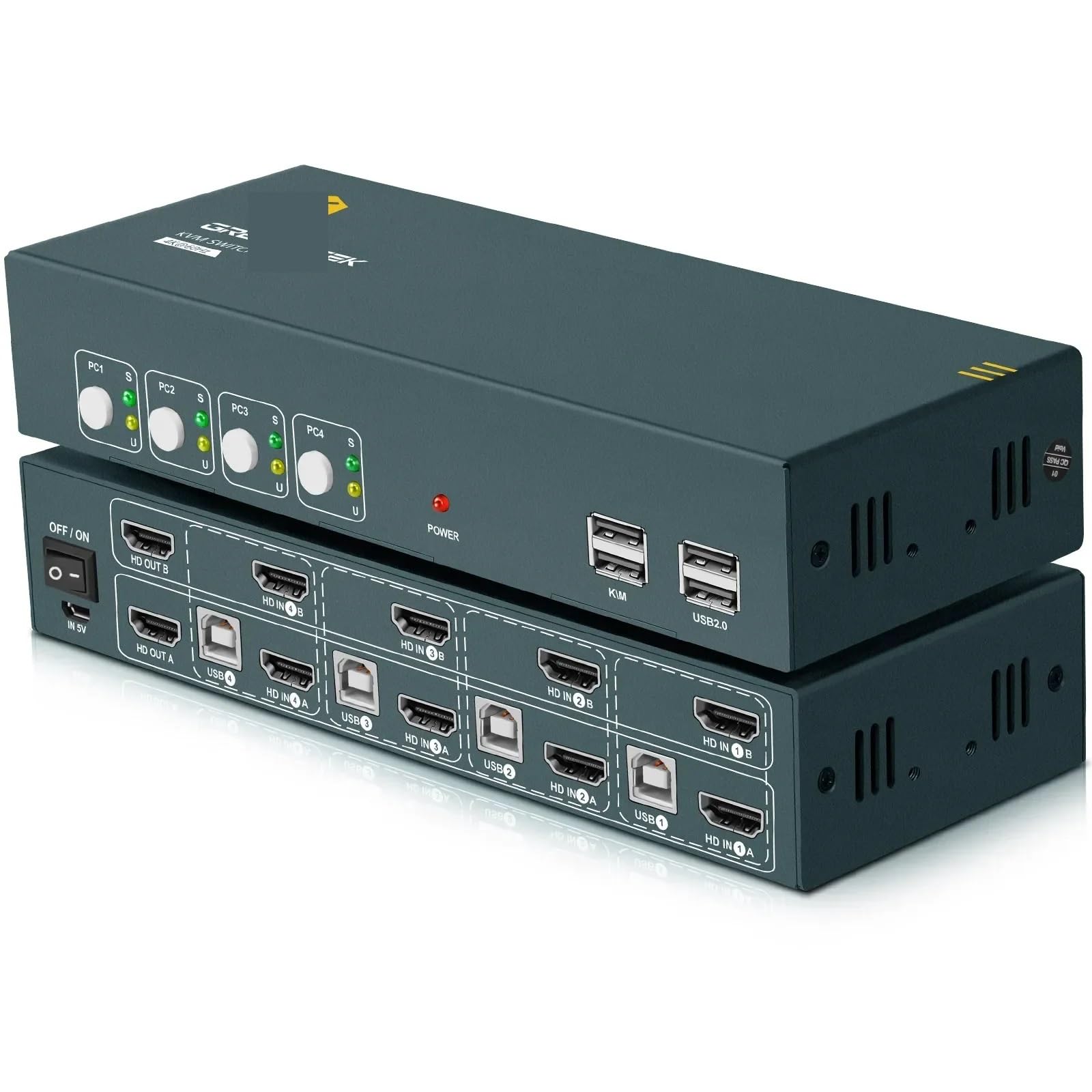 USB KVM with Dual Display 4 HDMI Ports 4K 60Hz. Switch 4 PCs Perfect for Small Businesses Operate 4 PCs and 2 Monitors-image-44