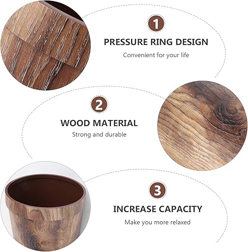 Miniatura 6 de Veemoon Para con basura cocina utensilios de cocina baño decoración universitaria basurero patrón de madera latas de cubo de madera de madera para