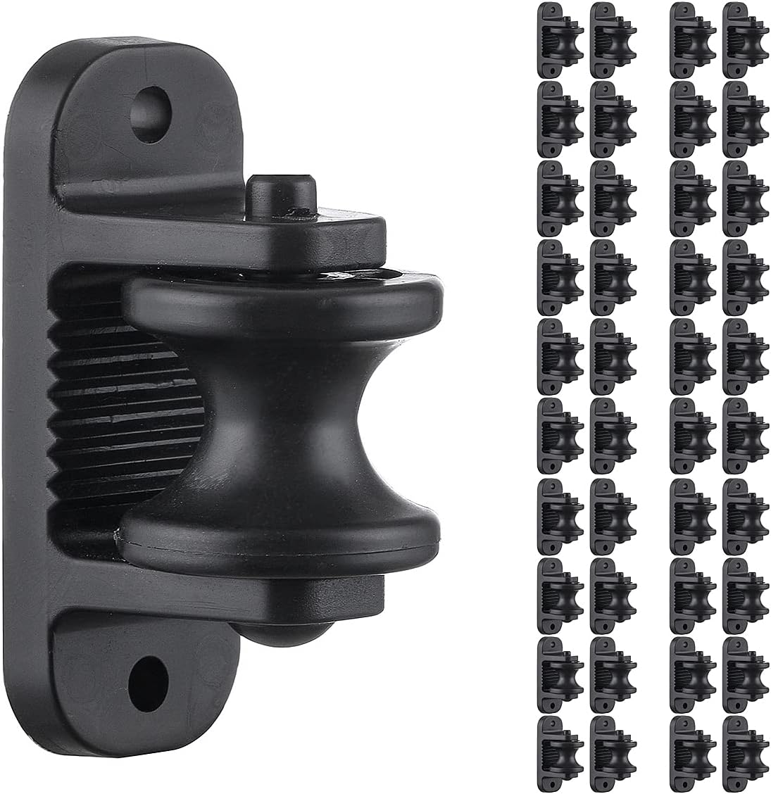 QMARK 40 Pack Electric Fence Wood Post Roller Insulators, Corner Insulators Black