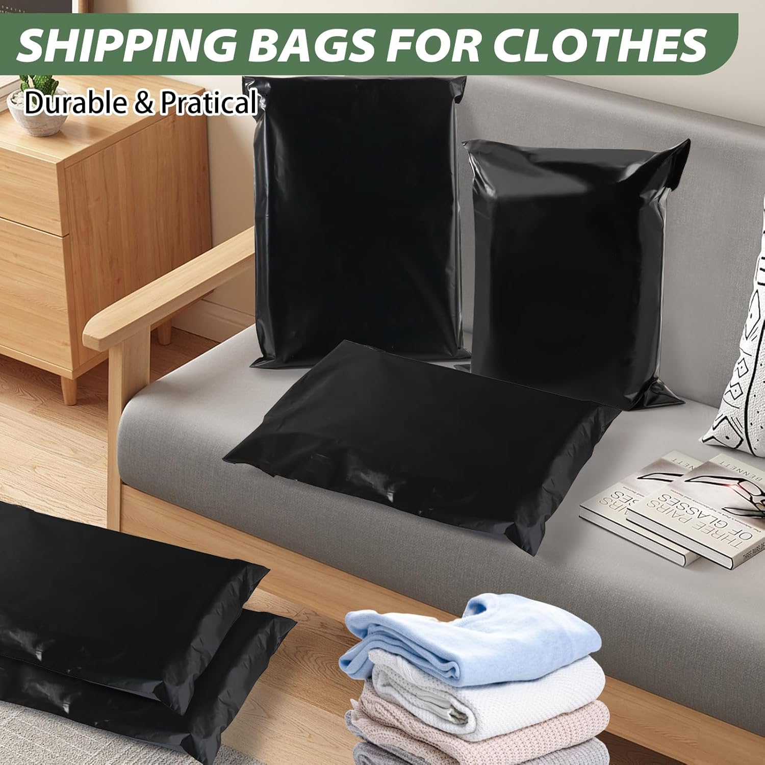 Oududianzi Large Poly Mailers 14.5x19, 100PCS Waterproof Shipping Bags, Thick Mailers Poly Bags for Shipping, Self-Seal Mailing Bags, Polymailers Packaging Bags for Small Business and Clothes