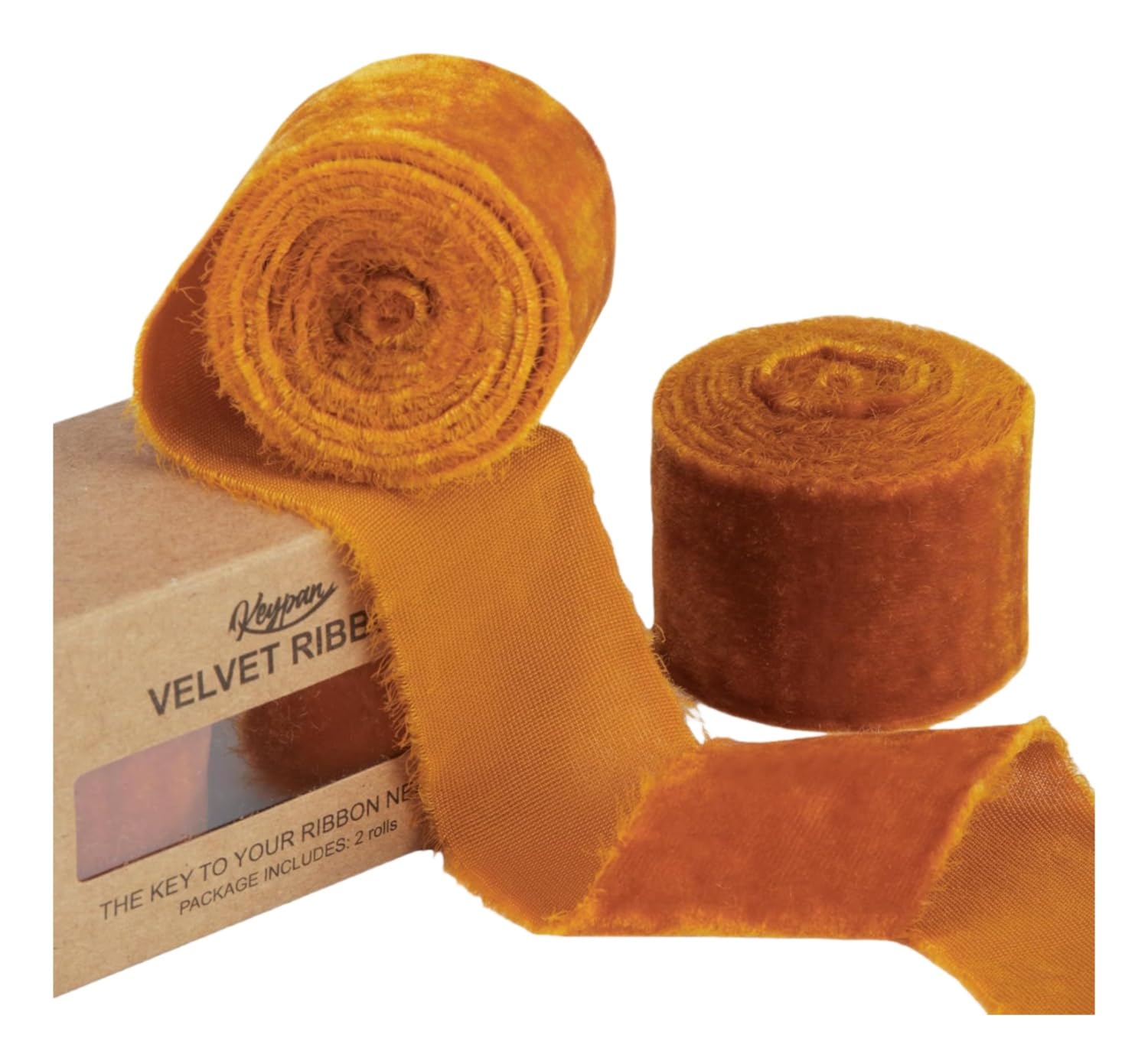 3 Pcs Velvet Ribbon, 1.5 Inch x 1.5 Yds Handmade Frayed Raw Edge Silk Ribbons Craft for Christmas Wedding Home Decor(Oranges)